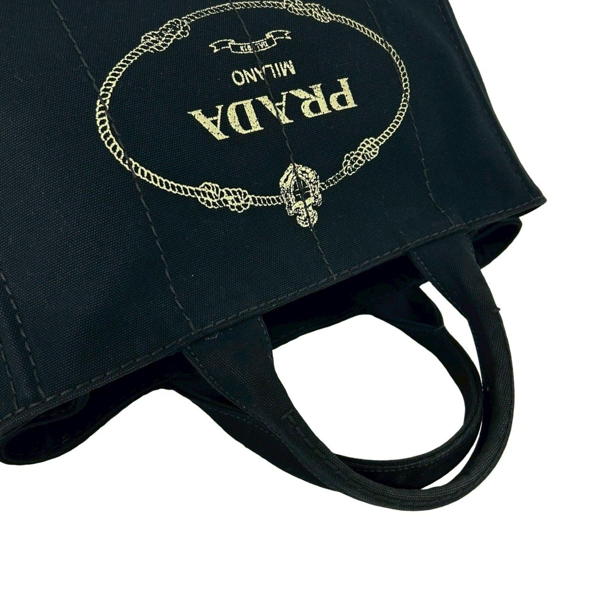 Prada PRADA Canapa Triangle Logo Hardware Canvas 2-way Handbag Shoulder Bag Tote Black 35434 Size ONE SIZE - 4 Thumbnail