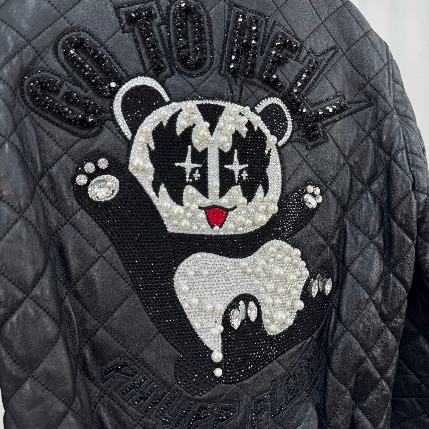 Philipp Plein Philipp Plein Quilted Rhinestone Leather Jacket Size S Size S / US 4 / IT 40 - 6 Thumbnail