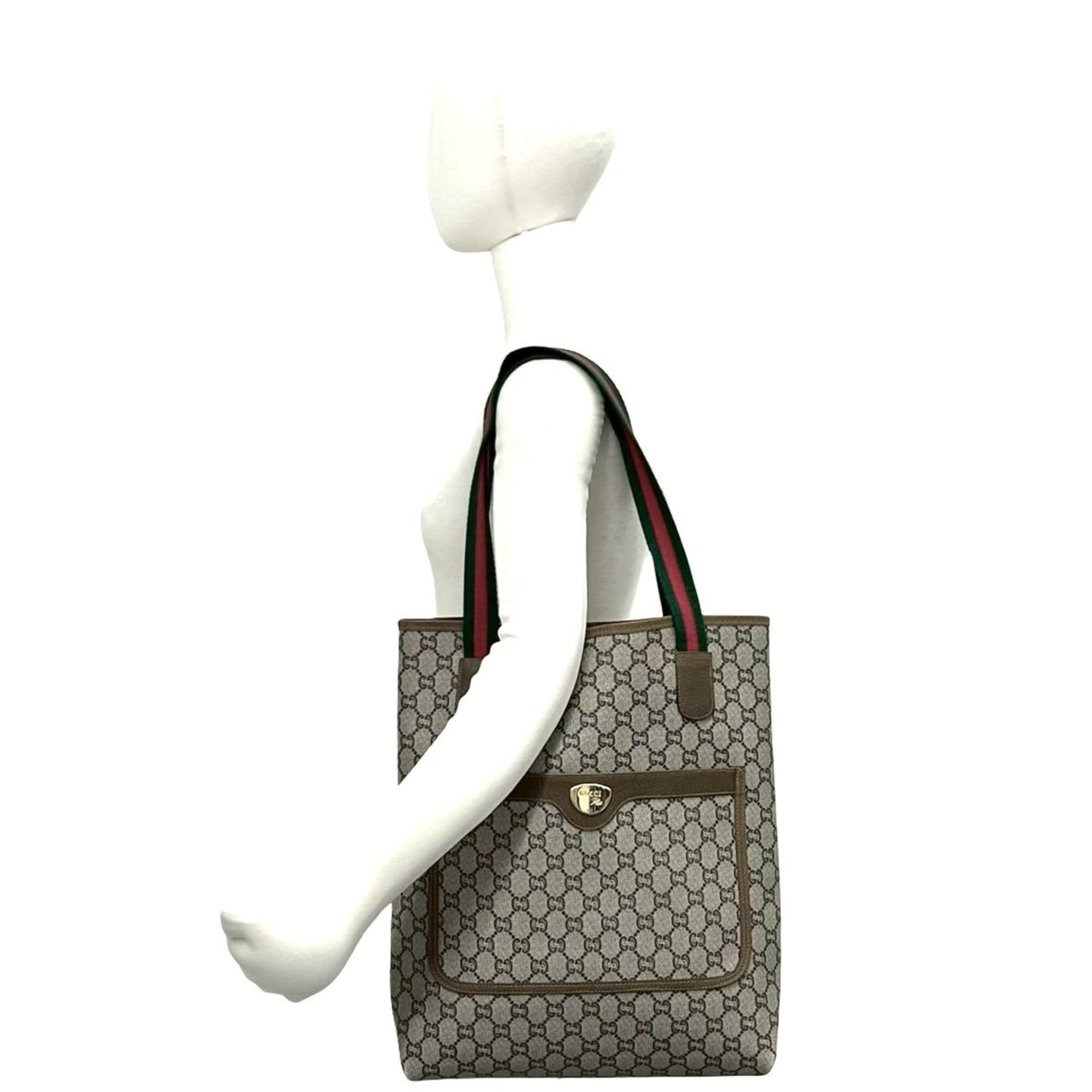 Gucci GUCCI Old Gucci Sherry Line Plus Logo Hardware GG Pattern Leather Tote Bag Brown 84093 Size ONE SIZE - 2 Thumbnail