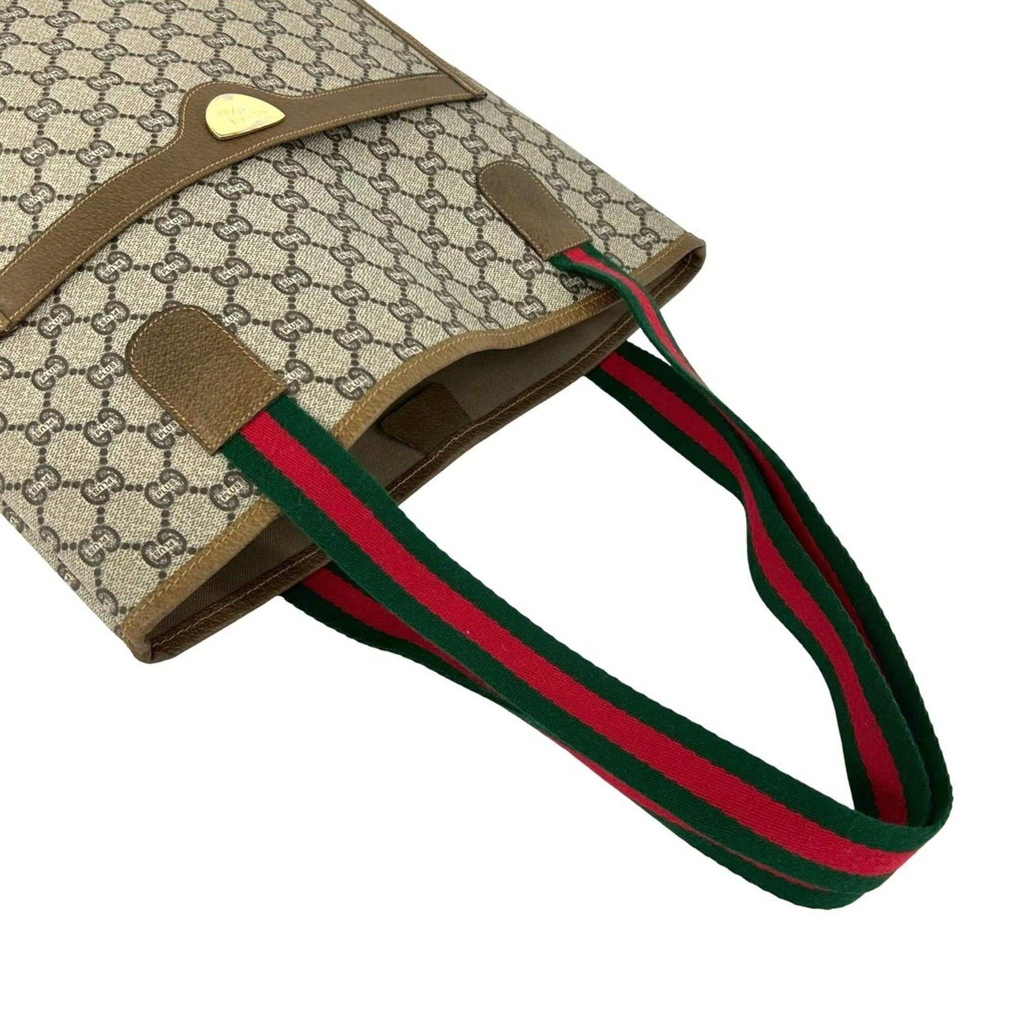 Gucci GUCCI Old Gucci Sherry Line Plus Logo Hardware GG Pattern Leather Tote Bag Brown 84093 Size ONE SIZE - 4 Thumbnail