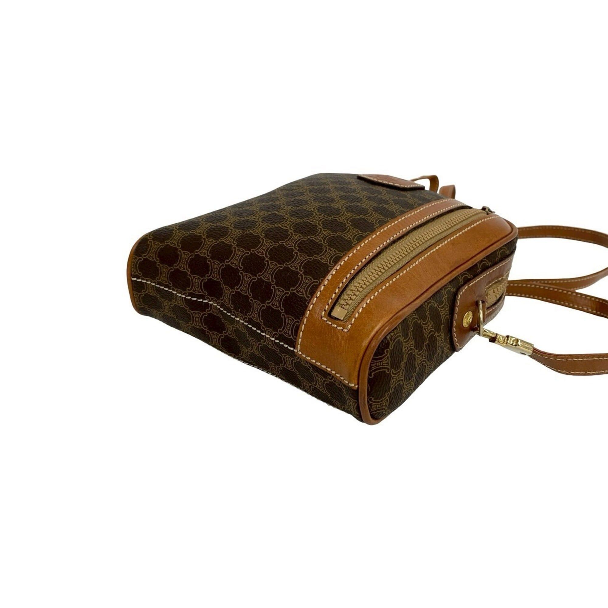 Celine CELINE Vintage Magadham Blazon Triomphe Pattern Logo Leather Shoulder Bag/Pochette Brown 71000 Size ONE SIZE - 8 Thumbnail