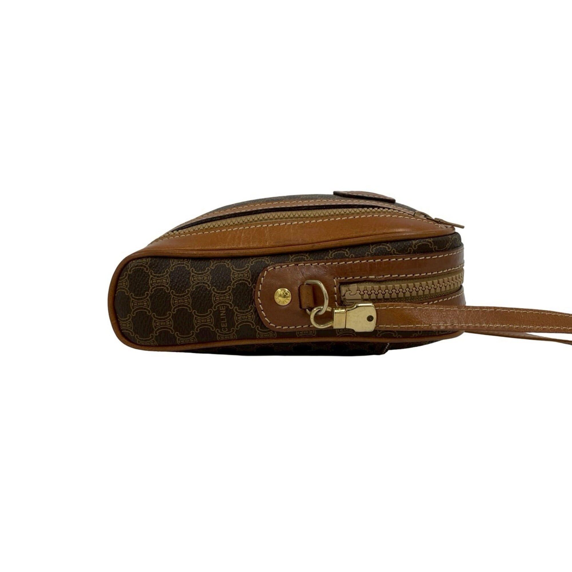 Celine CELINE Vintage Magadham Blazon Triomphe Pattern Logo Leather Shoulder Bag/Pochette Brown 71000 Size ONE SIZE - 6 Thumbnail