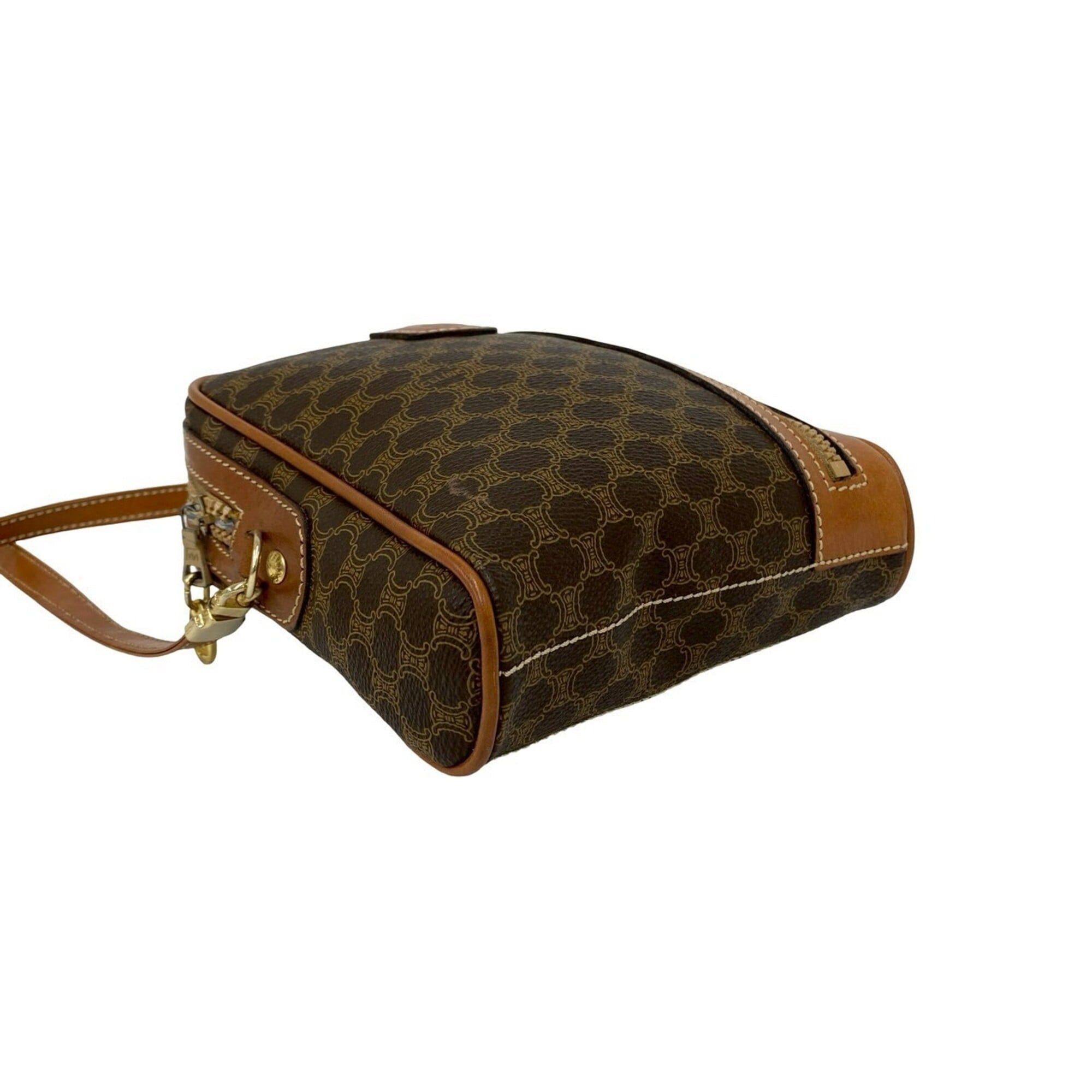 Celine CELINE Vintage Magadham Blazon Triomphe Pattern Logo Leather Shoulder Bag/Pochette Brown 71000 Size ONE SIZE - 7 Thumbnail