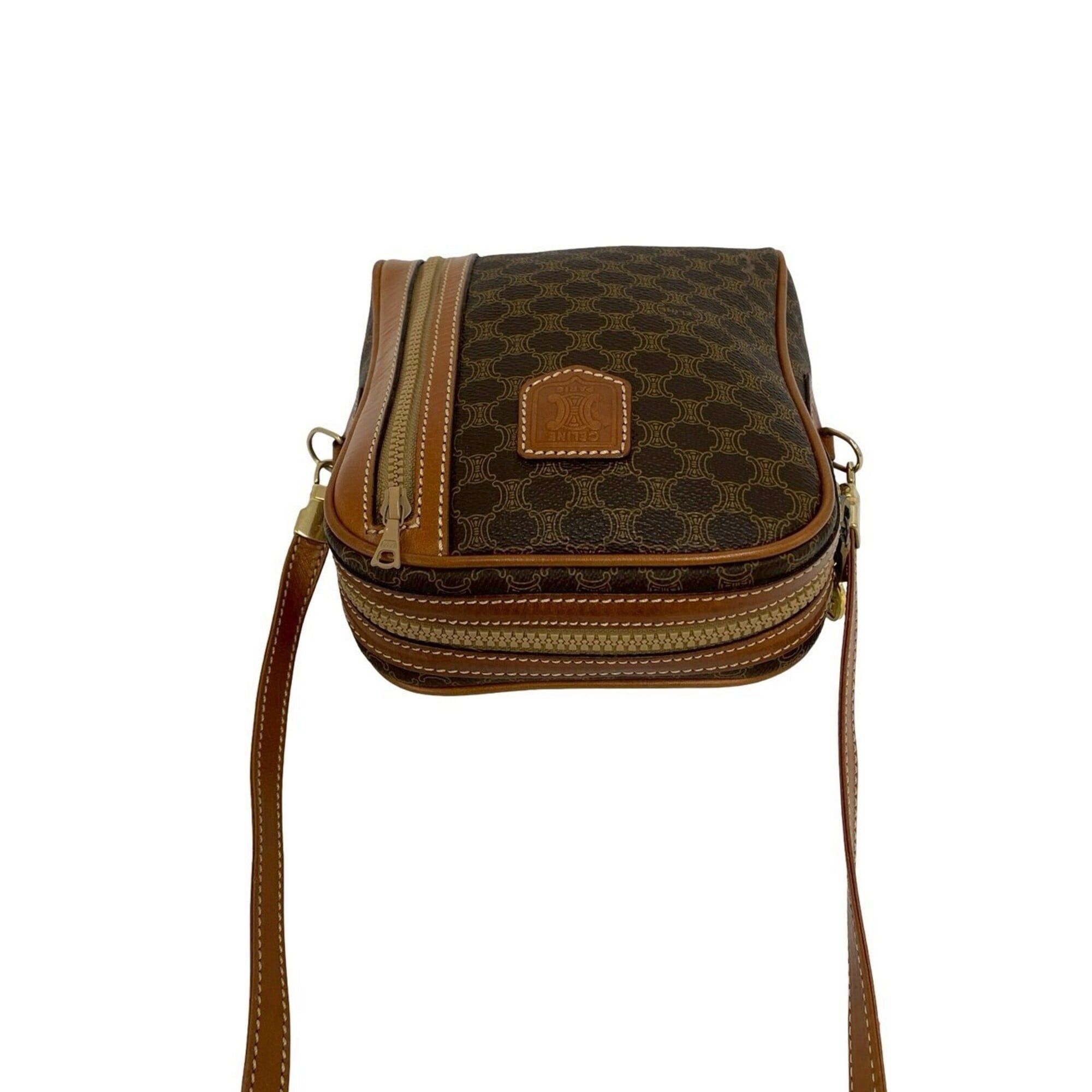 Celine CELINE Vintage Magadham Blazon Triomphe Pattern Logo Leather Shoulder Bag/Pochette Brown 71000 Size ONE SIZE - 4 Thumbnail