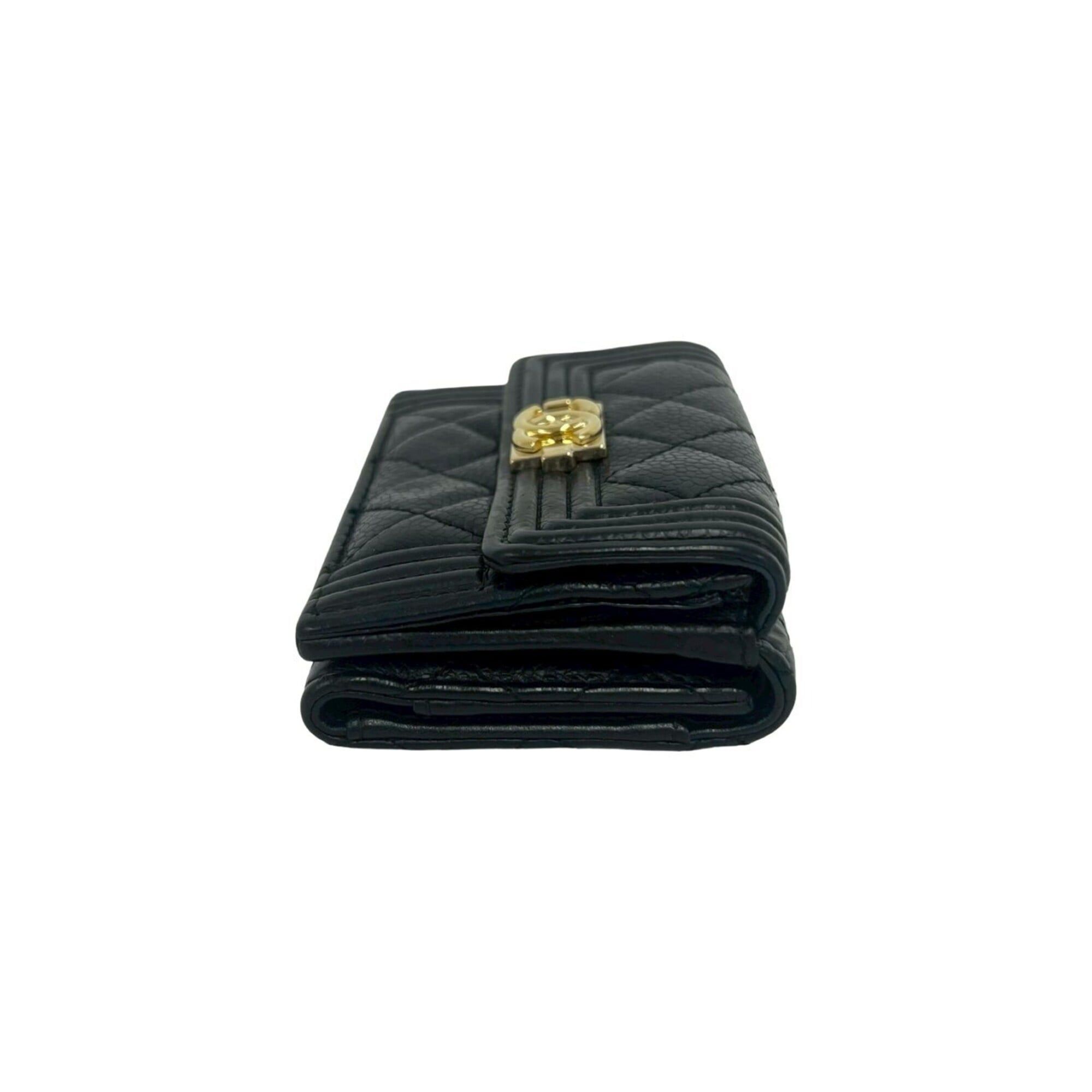 Chanel CHANEL Boy Chanel Caviar Skin Leather Tri-fold Wallet, Black, 53389 Size ONE SIZE - 5 Thumbnail