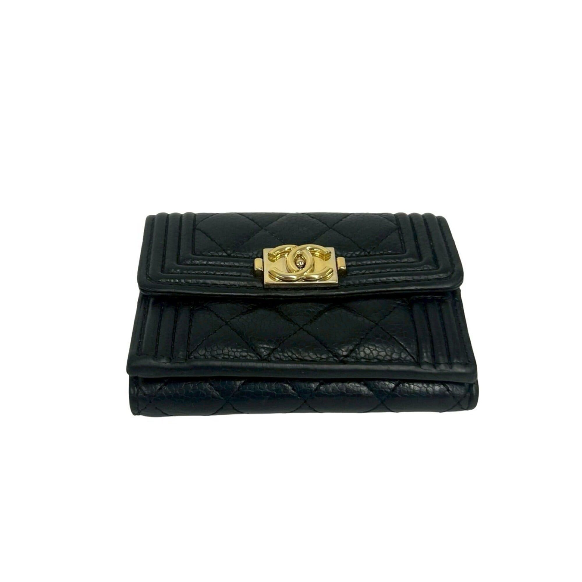 Chanel CHANEL Boy Chanel Caviar Skin Leather Tri-fold Wallet, Black, 53389 Size ONE SIZE - 6 Thumbnail
