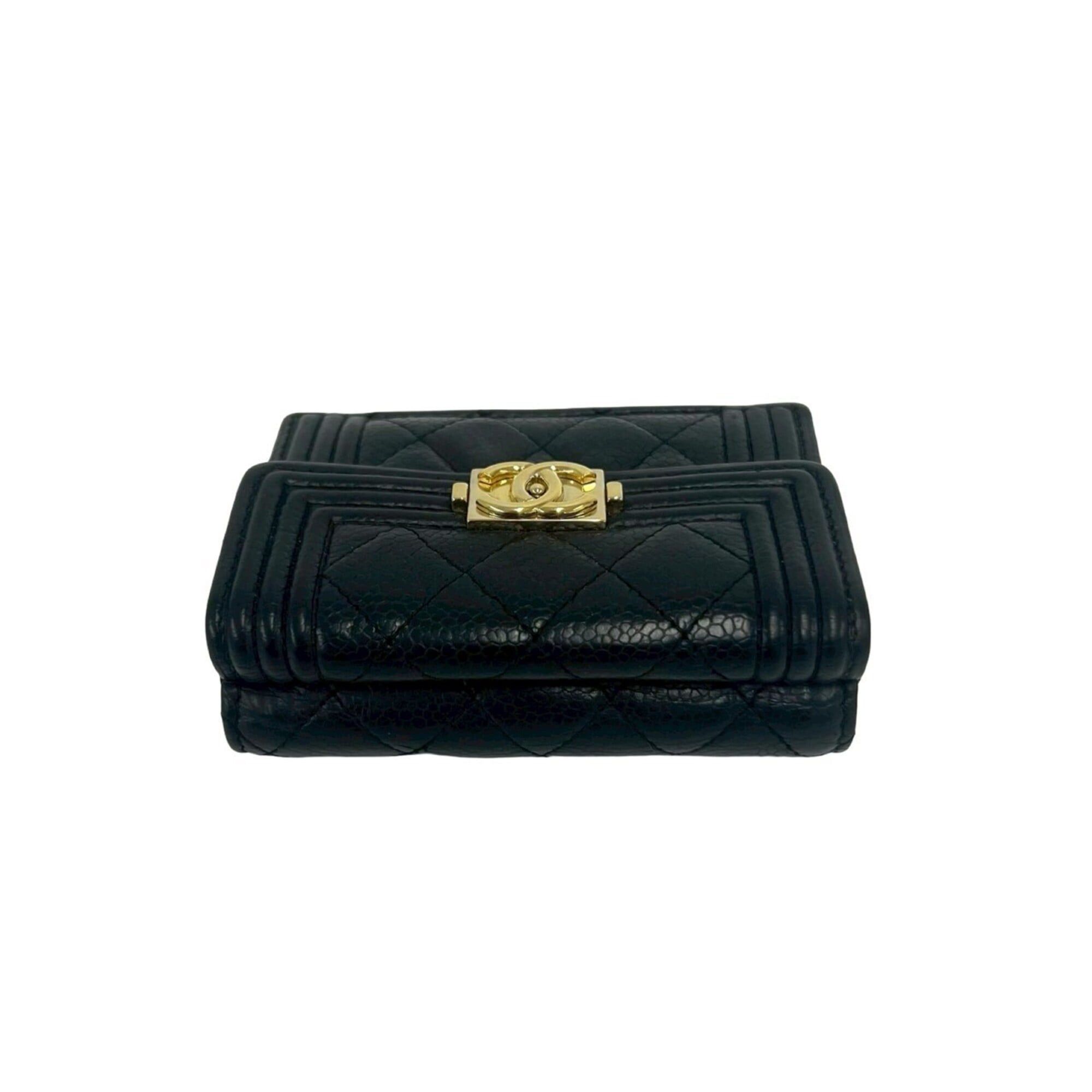 Chanel CHANEL Boy Chanel Caviar Skin Leather Tri-fold Wallet, Black, 53389 Size ONE SIZE - 3 Thumbnail