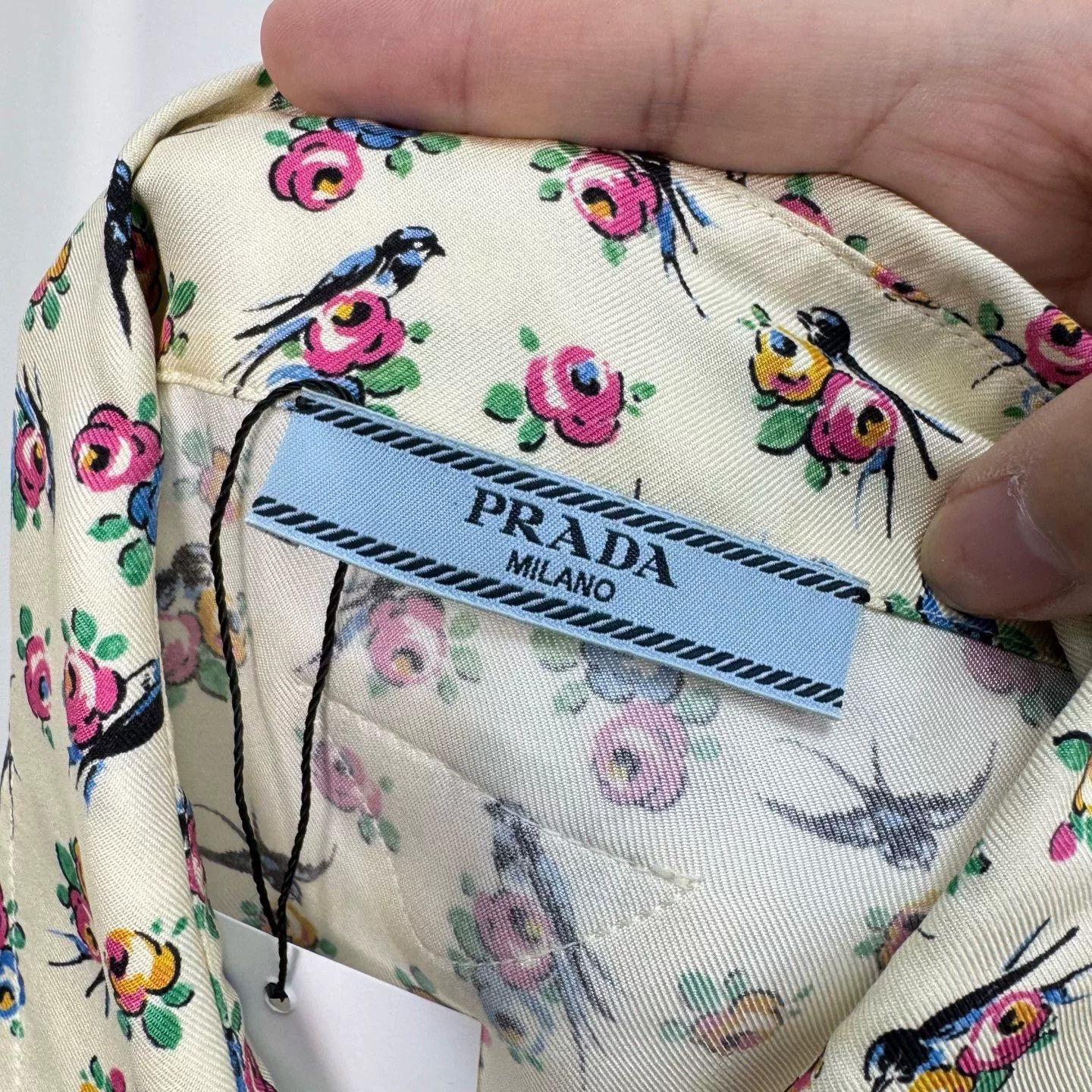 Prada Prada Bird Floral Silk Mini Dress Size 38 Size XS / US 0-2 / IT 36-38 - 8 Thumbnail
