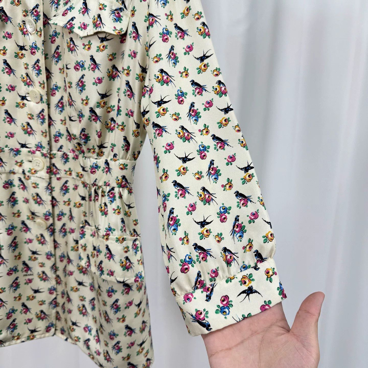 Prada Prada Bird Floral Silk Mini Dress Size 38 Size XS / US 0-2 / IT 36-38 - 5 Thumbnail