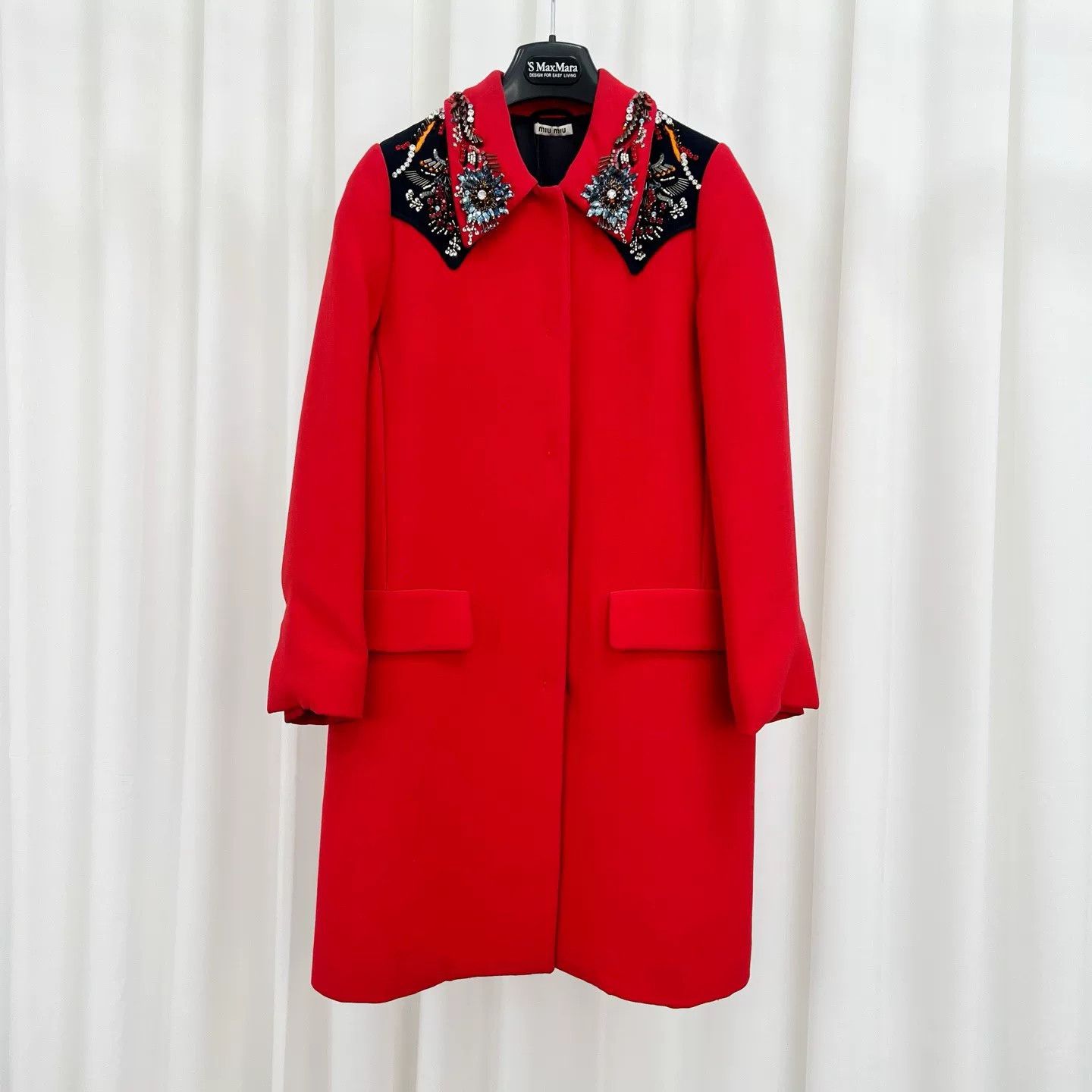 Miu Miu Miu Miu Rhinestone Embellished Wool Coat Size 40 Size S / US 4 / IT 40 - 2 Thumbnail