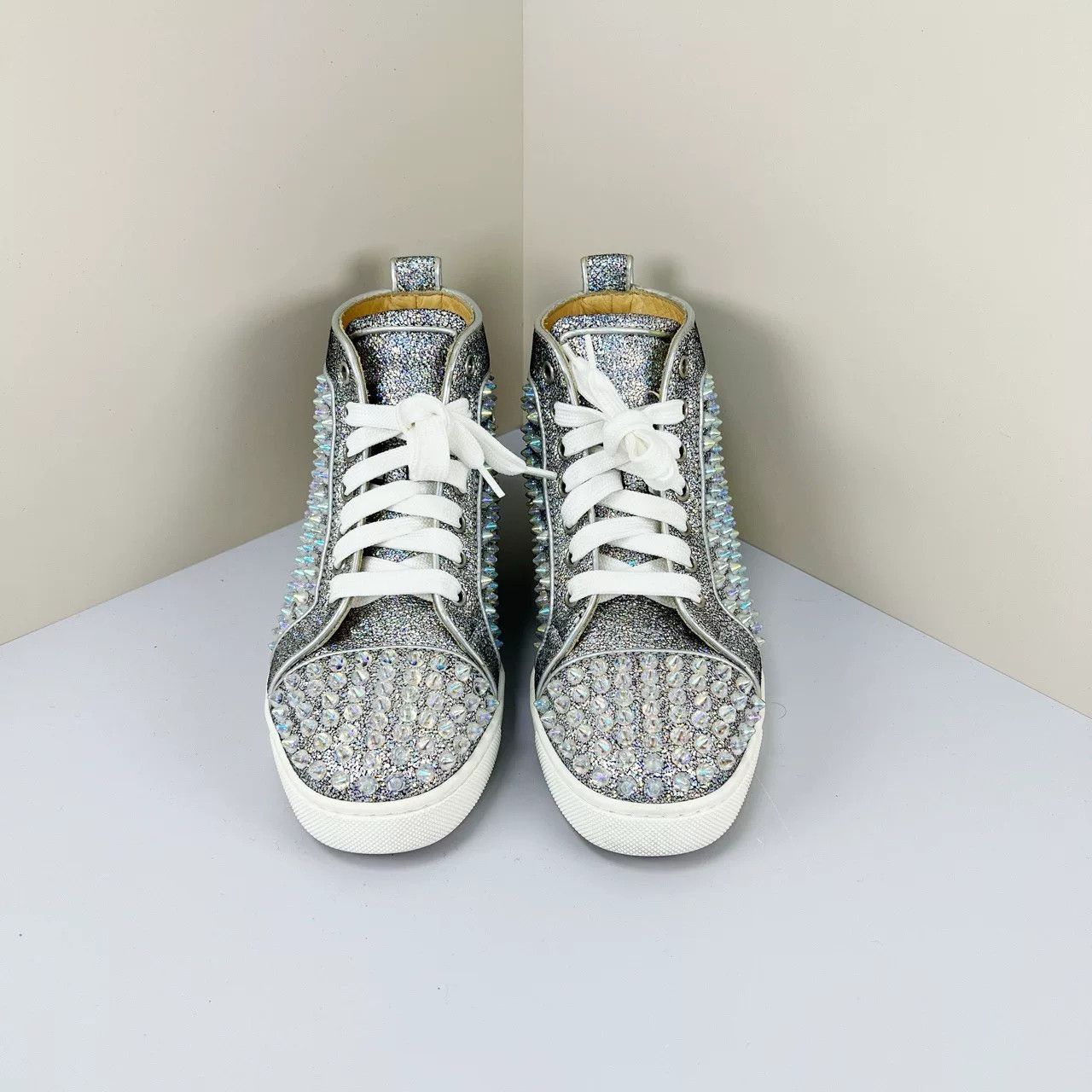 Christian Louboutin Christian Louboutin Glitter Studded Hi-Top Sneakers 34.5 Size US 4.5 / IT 34.5 - 5 Thumbnail