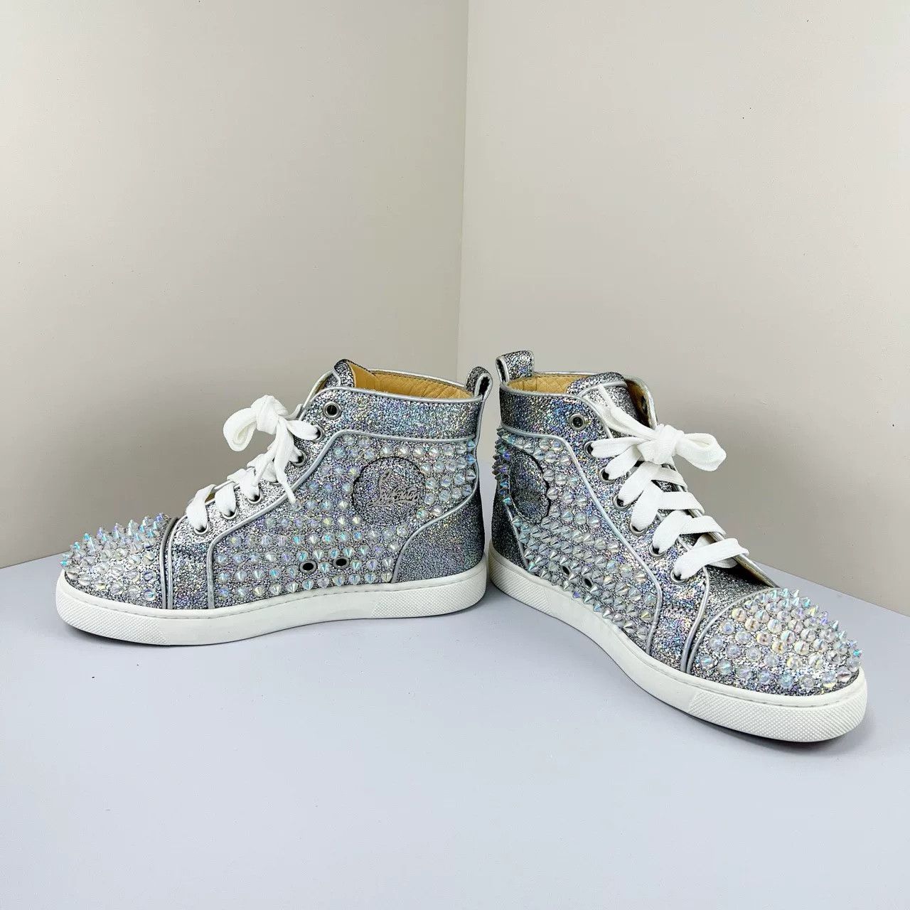 Christian Louboutin Christian Louboutin Glitter Studded Hi-Top Sneakers 34.5 Size US 4.5 / IT 34.5 - 6 Thumbnail