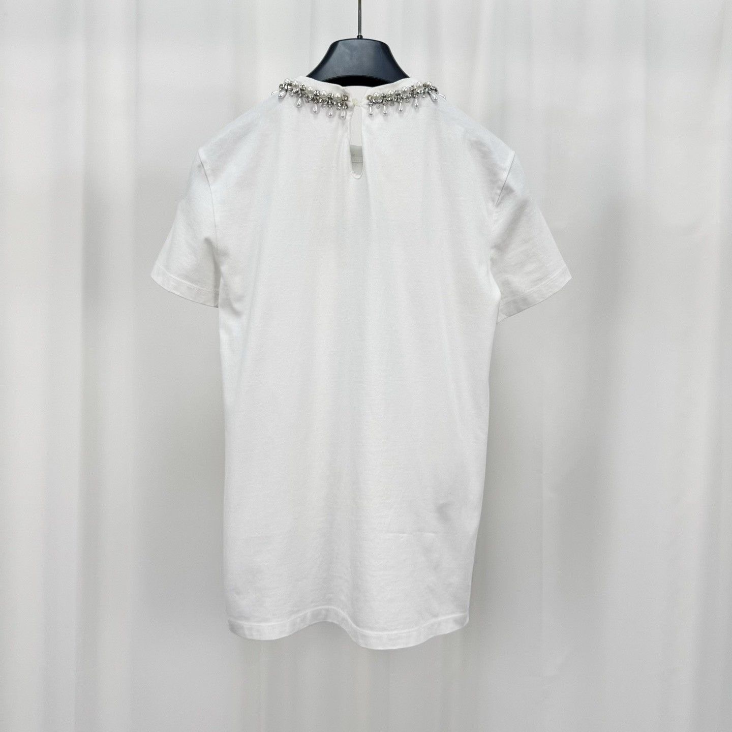 Miu Miu Miu Miu Crystal Pearl Logo T-Shirt Size XS Size XS / US 0-2 / IT 36-38 - 3 Thumbnail