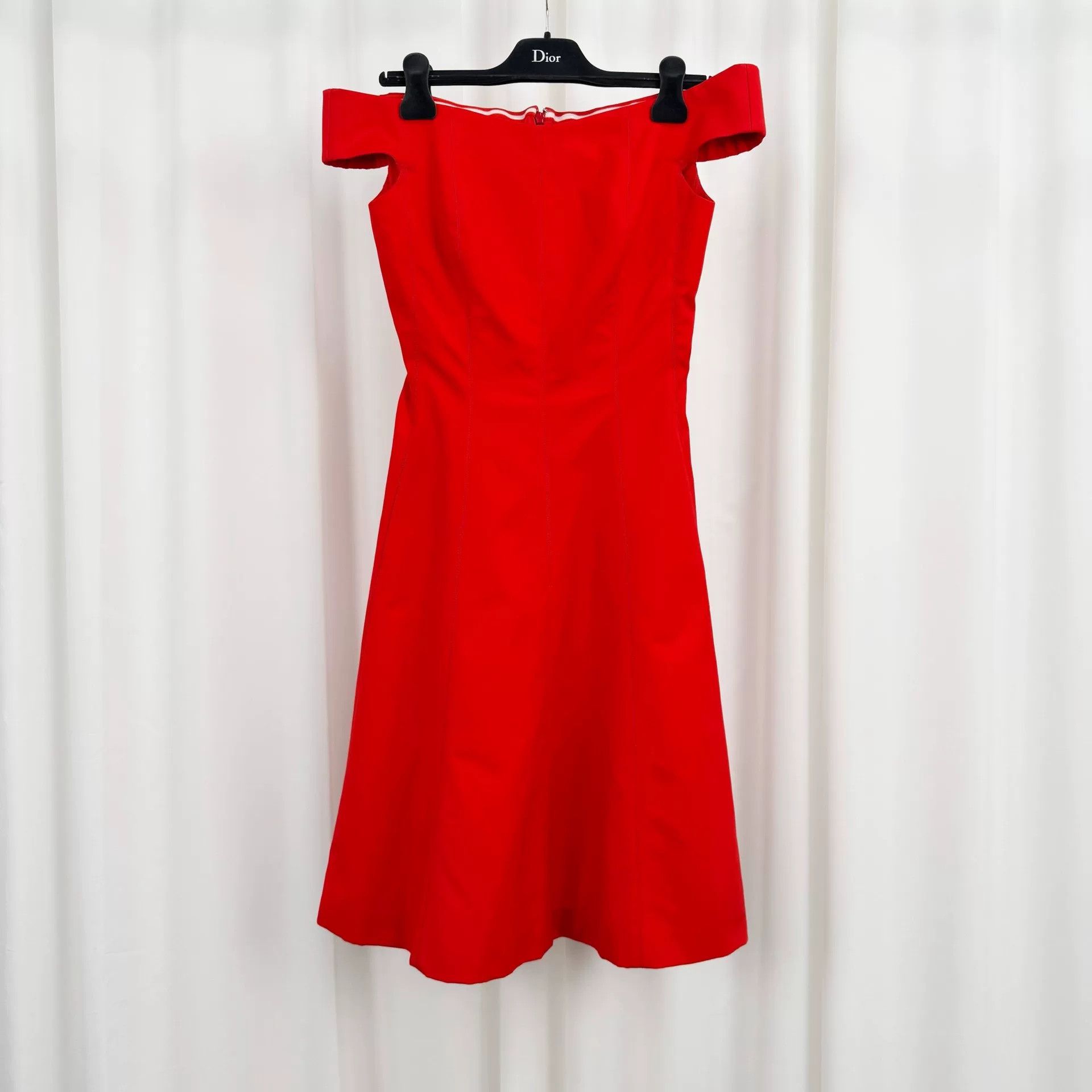 Dior Dior Red Off-Shoulder Midi Dress Size 36 Size XS / US 0-2 / IT 36-38 - 2 Thumbnail