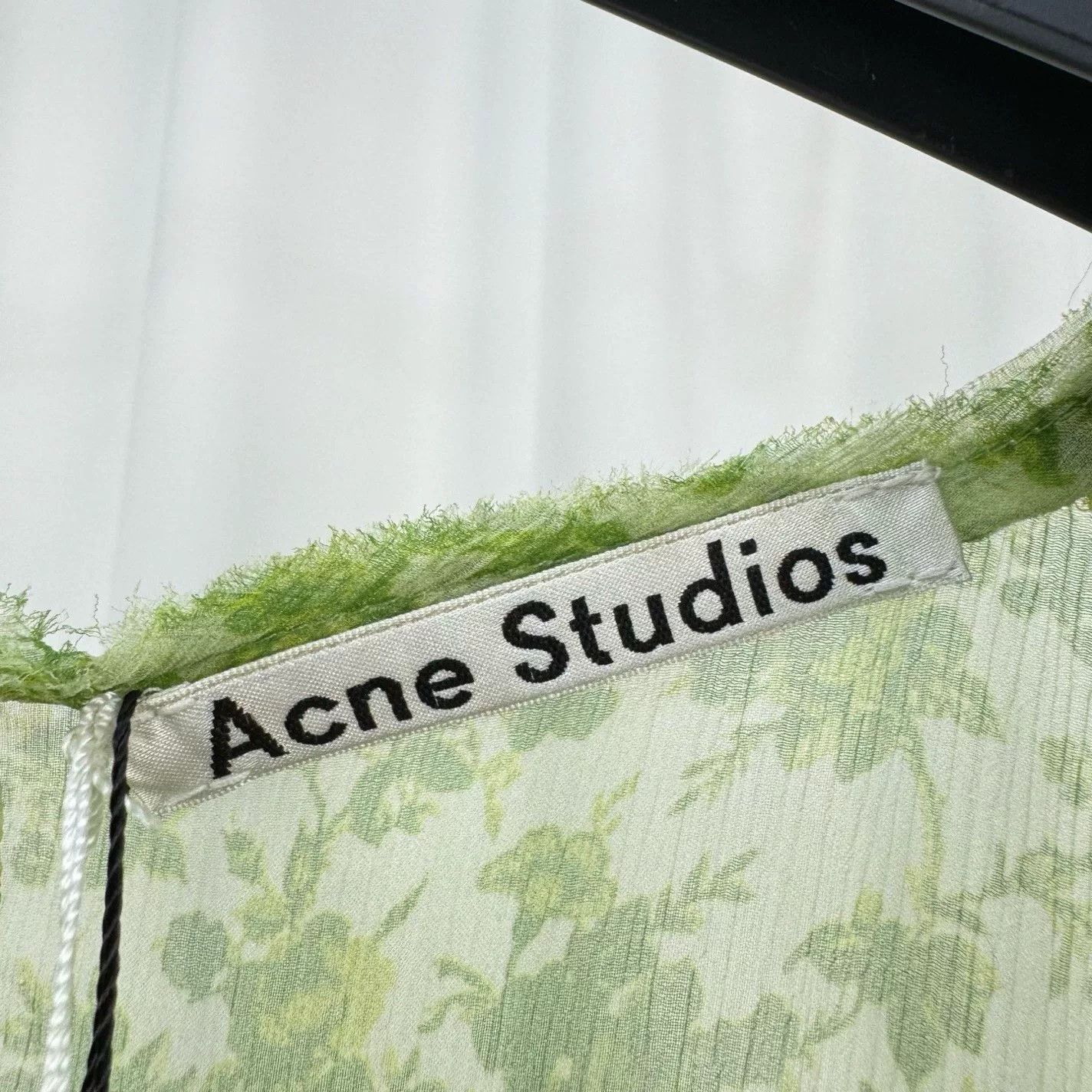 Acne Studios Acne Studios Green Floral Silk Midi Dress Size 36 Size XS / US 0-2 / IT 36-38 - 6 Thumbnail