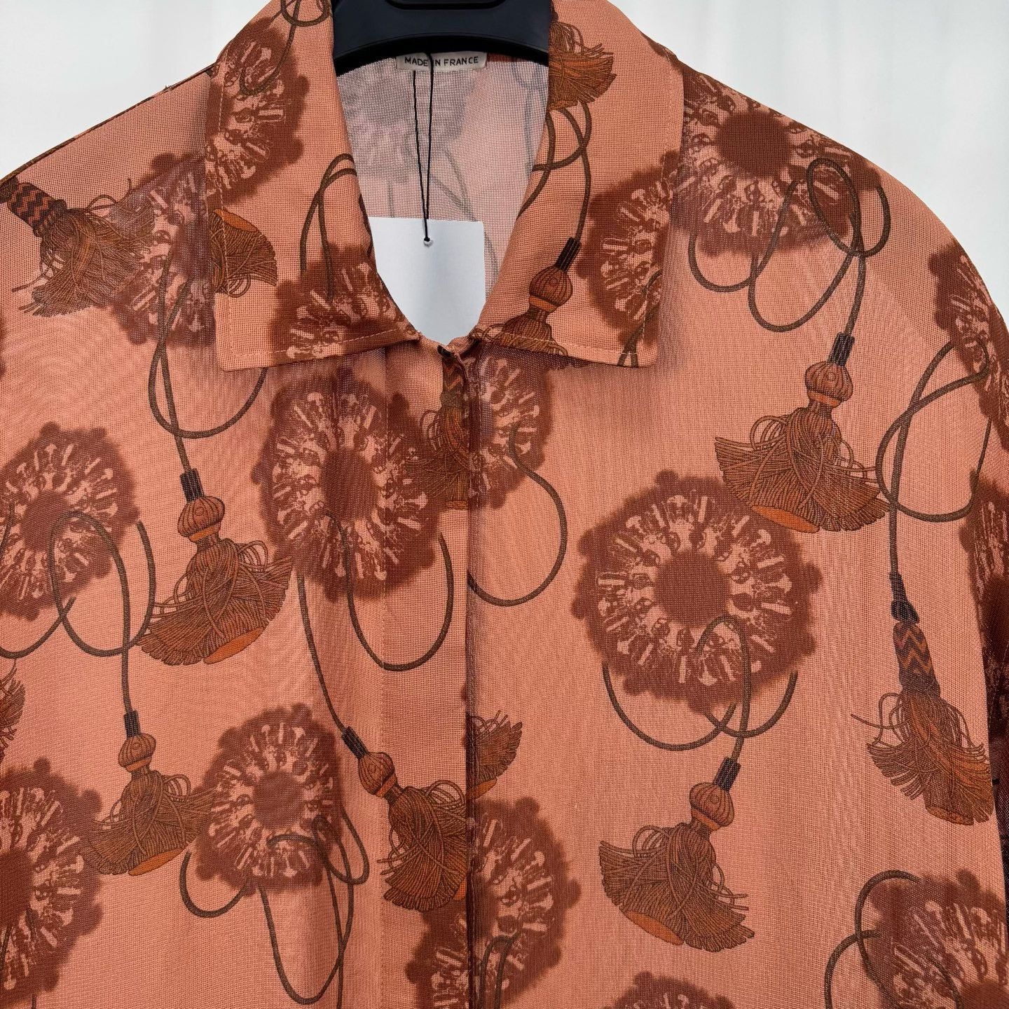 Hermes Hermès Silk Printed Tassel Shirt Size 36 Size XS / US 0-2 / IT 36-38 - 4 Thumbnail