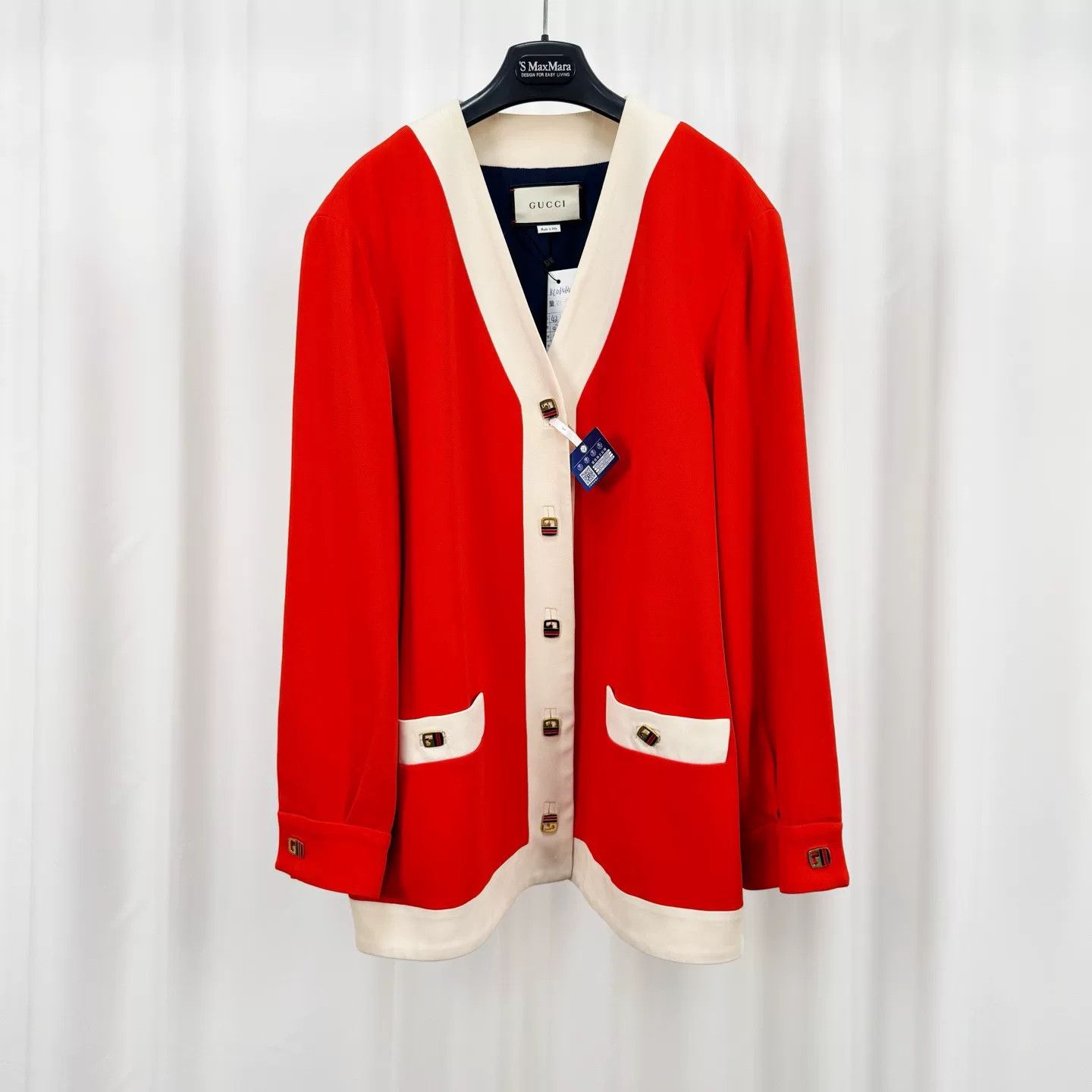 Gucci Gucci Red Contrast Trim Knit Cardigan Size XS Size US XS / EU 42 / 0 - 2 Thumbnail