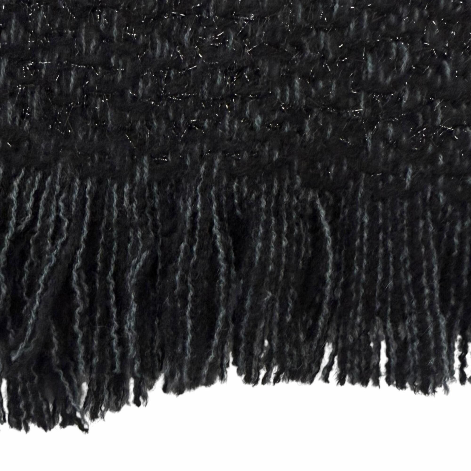 Chanel CHANEL YZ079068 80% Cashmere, Coco Mark Embroidered Large Shawl/Stole/Scarf, Black/Light Blue, Authentic, Men's/Women's. Size ONE SIZE - 5 Thumbnail