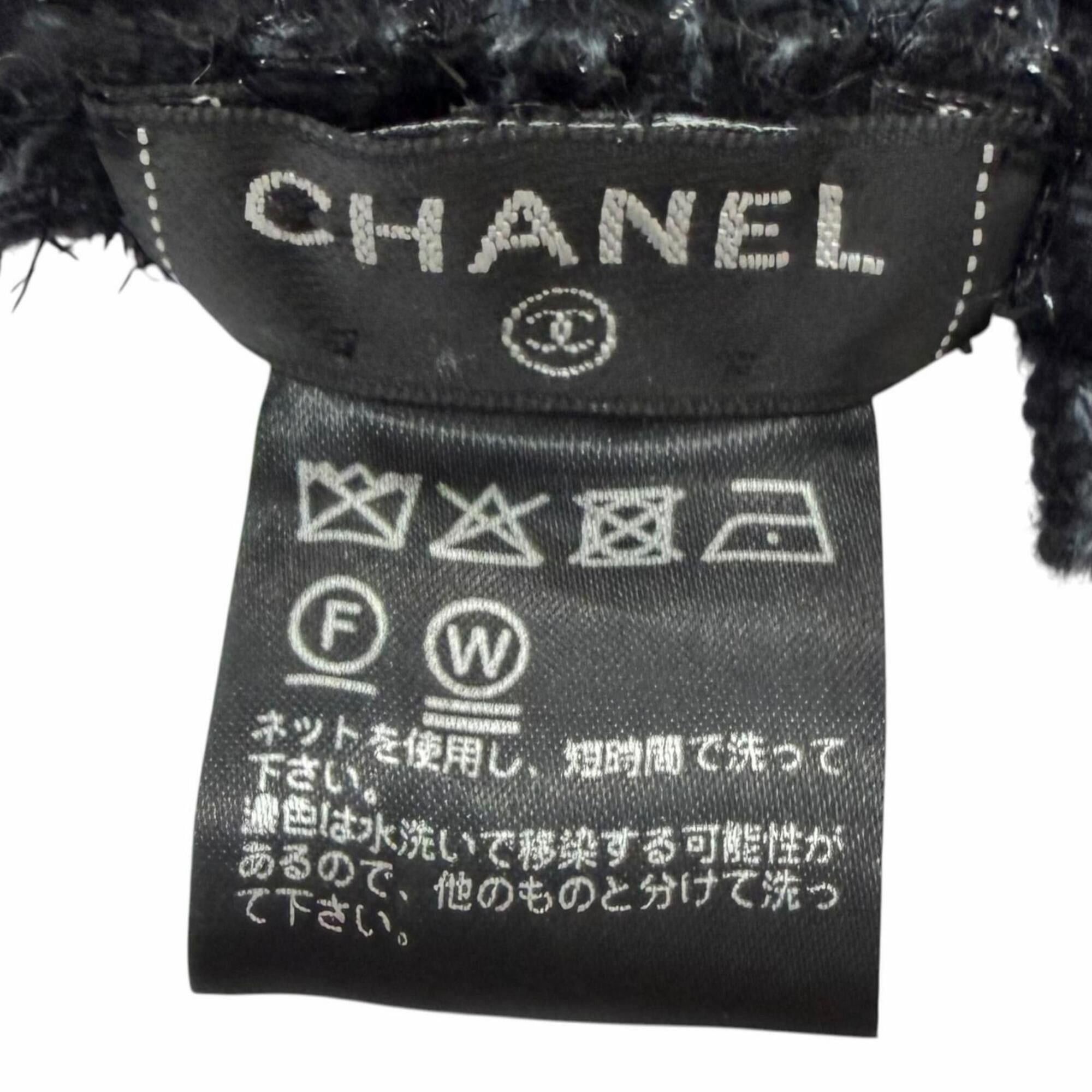 Chanel CHANEL YZ079068 80% Cashmere, Coco Mark Embroidered Large Shawl/Stole/Scarf, Black/Light Blue, Authentic, Men's/Women's. Size ONE SIZE - 7 Thumbnail