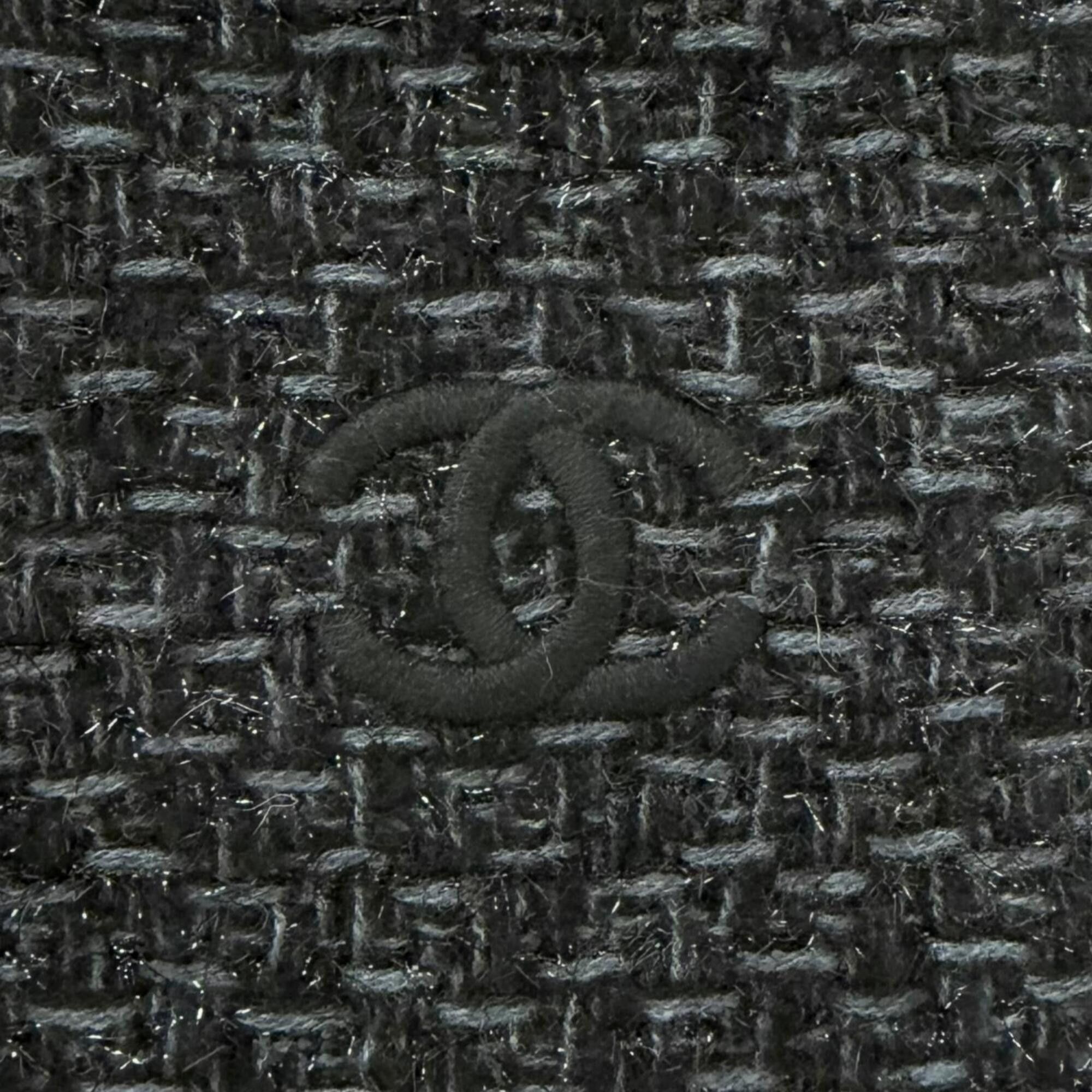 Chanel CHANEL YZ079068 80% Cashmere, Coco Mark Embroidered Large Shawl/Stole/Scarf, Black/Light Blue, Authentic, Men's/Women's. Size ONE SIZE - 6 Thumbnail