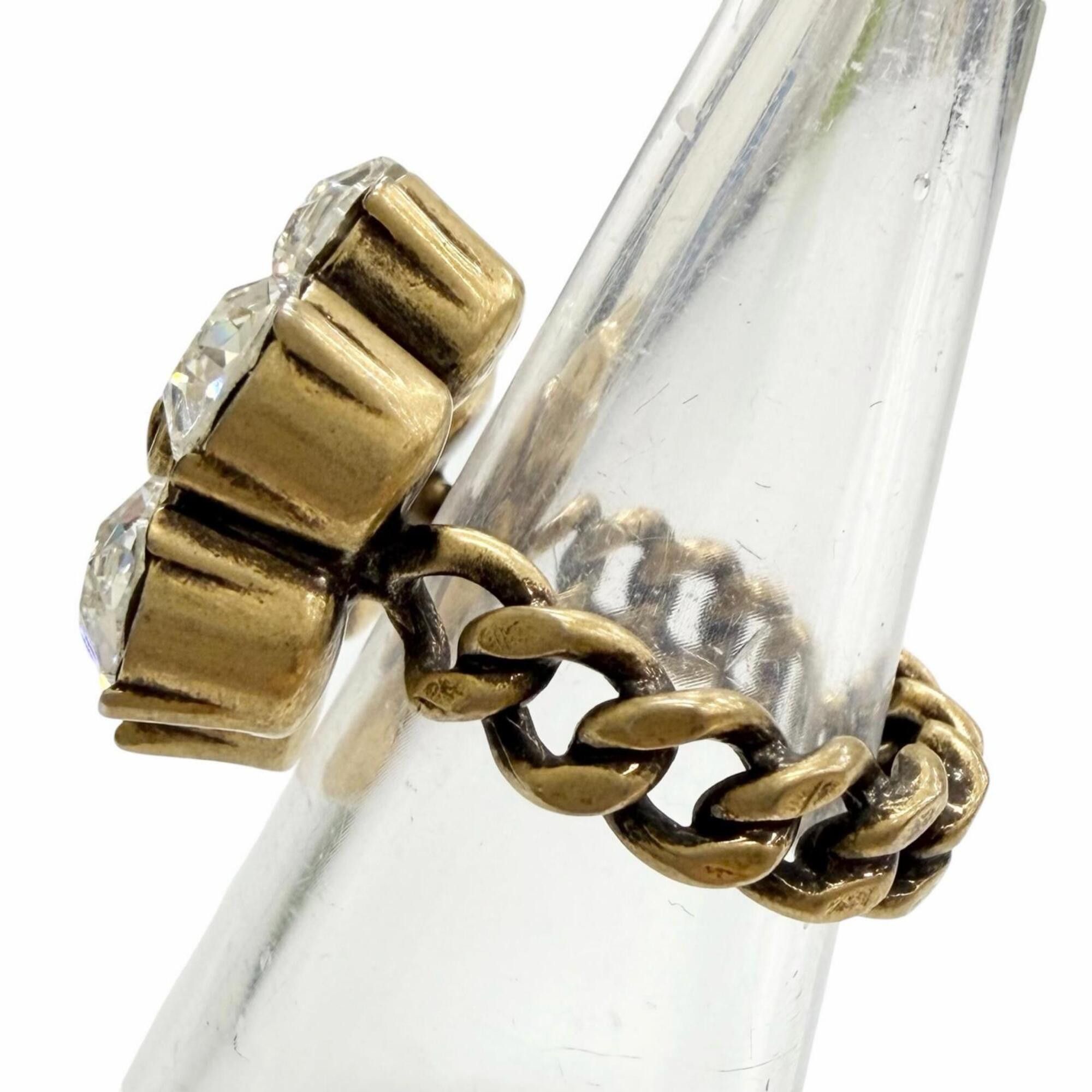 Gucci GUCCI GG Marmont Flower Rhinestone Ring, Gold Tone, Size S, Made in Italy, Women's, with Box. Size ONE SIZE - 3 Thumbnail