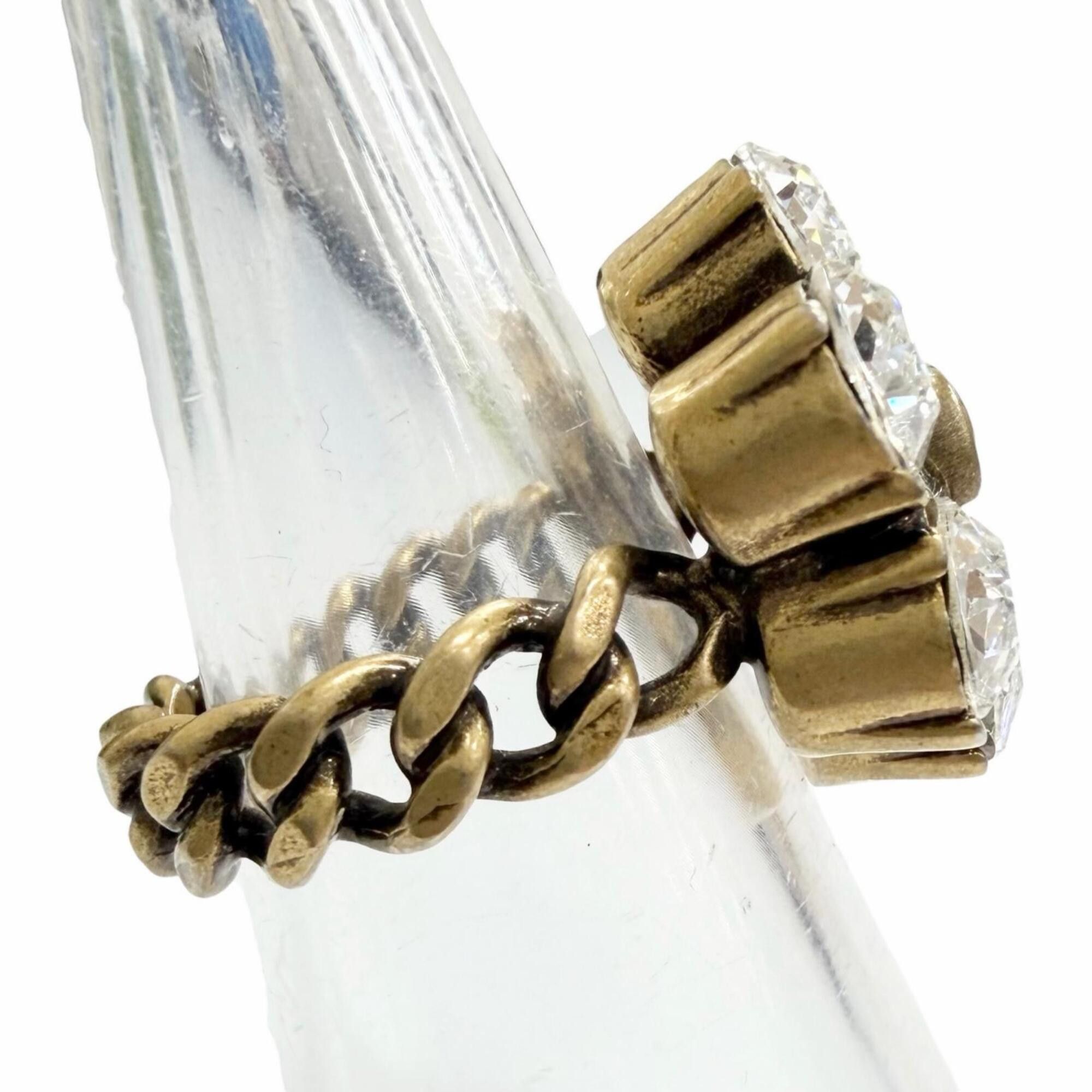 Gucci GUCCI GG Marmont Flower Rhinestone Ring, Gold Tone, Size S, Made in Italy, Women's, with Box. Size ONE SIZE - 4 Thumbnail