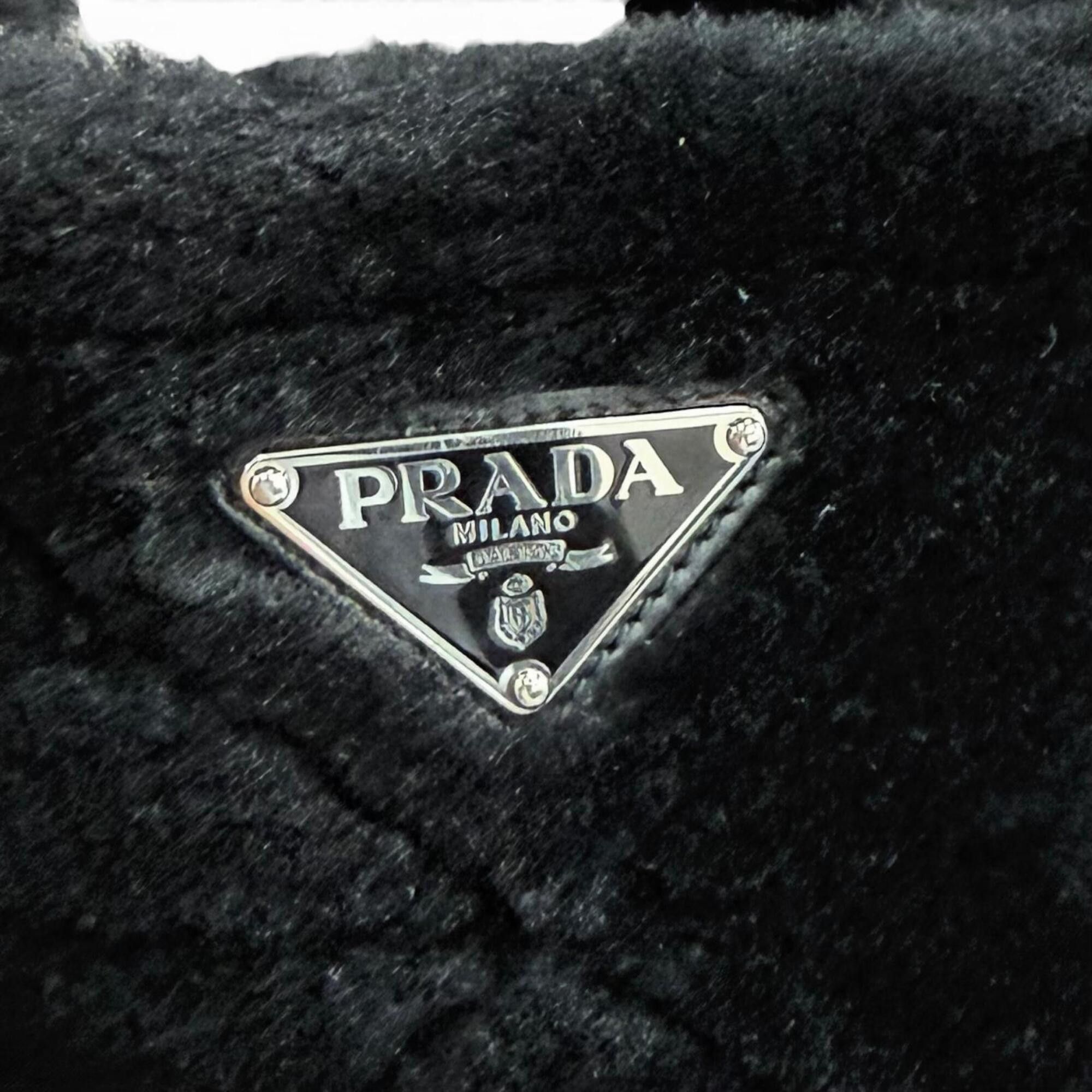 Prada PRADA 1BG378 Triangle Logo 2-Way Shearling Fur Shoulder Bag with Pouch, Black, Made in Italy, Women's, Dust Size ONE SIZE - 10 Thumbnail
