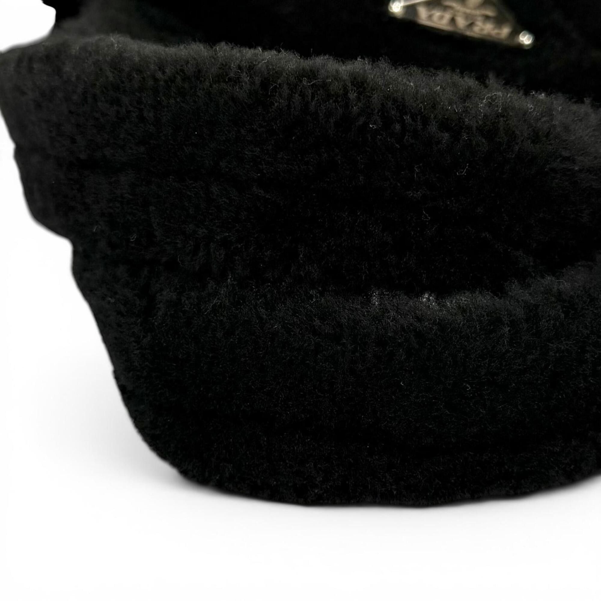 Prada PRADA 1BG378 Triangle Logo 2-Way Shearling Fur Shoulder Bag with Pouch, Black, Made in Italy, Women's, Dust Size ONE SIZE - 7 Thumbnail