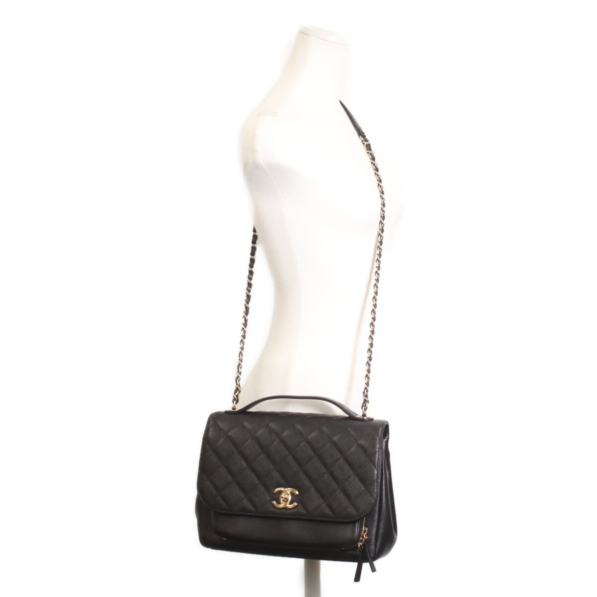 Chanel CHANEL A93607 Caviar Business Affinity 2-Way Bag Shoulder Black Gold Hardware Women's Size ONE SIZE - 12 Thumbnail
