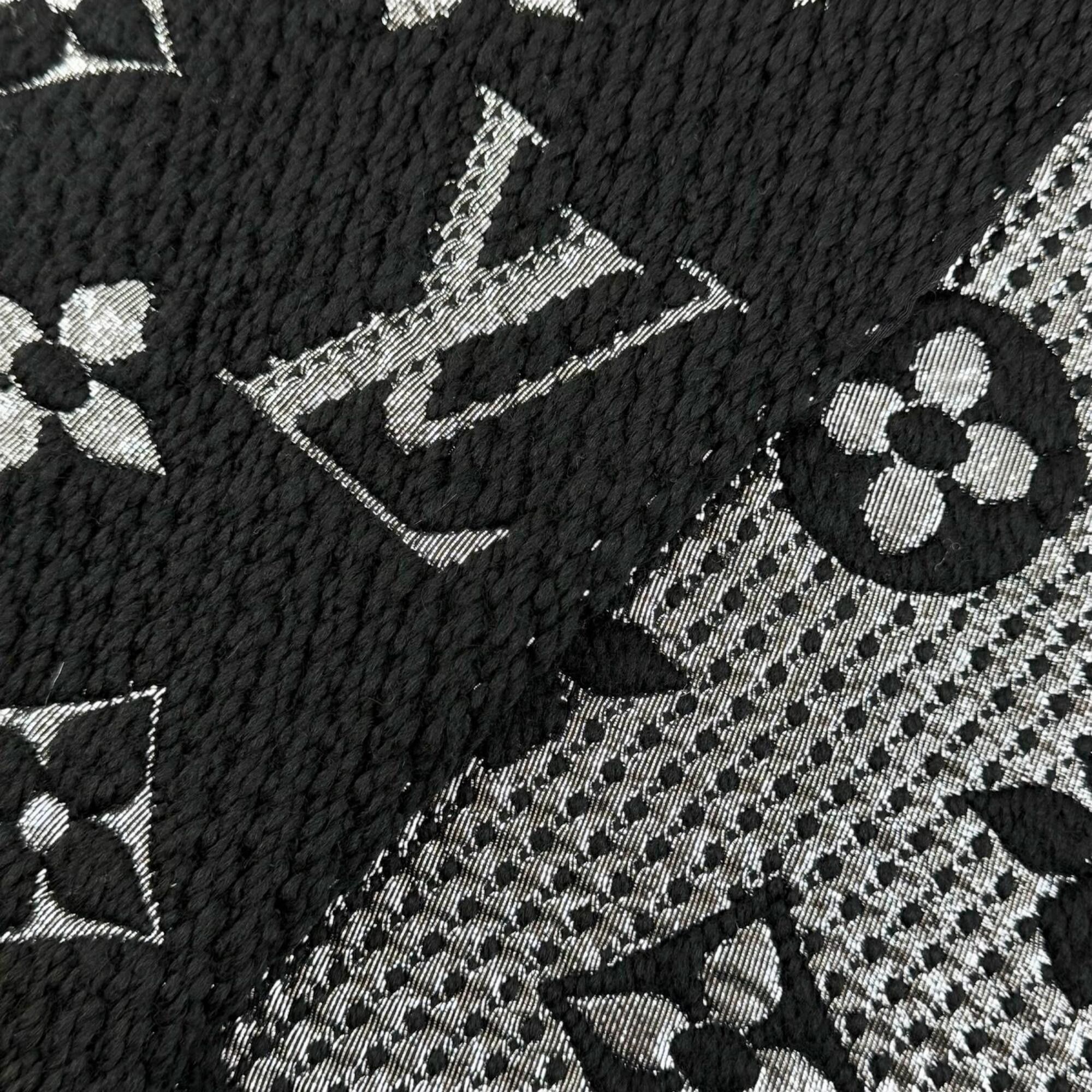 Louis Vuitton LOUIS VUITTON M75833 Echarpe Logomania Shine Wool Silk Stole Scarf, Black, Made in Italy, Authentic, Women's, with Box Size ONE SIZE - 5 Thumbnail