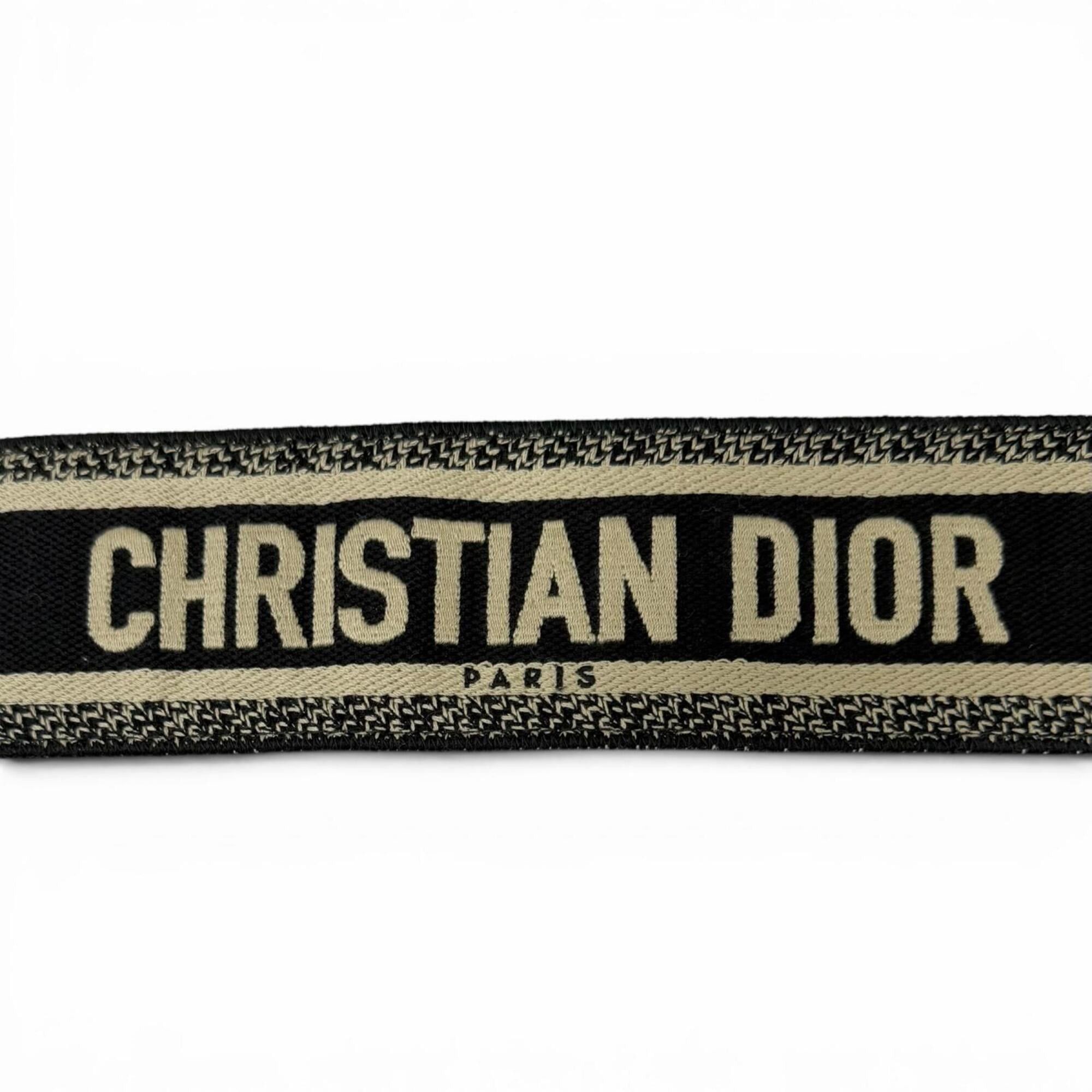 Dior Christian Dior Paris logo embroidered shoulder strap, current model, black/beige, made in Italy, men's, with dust bag. Size ONE SIZE - 4 Thumbnail