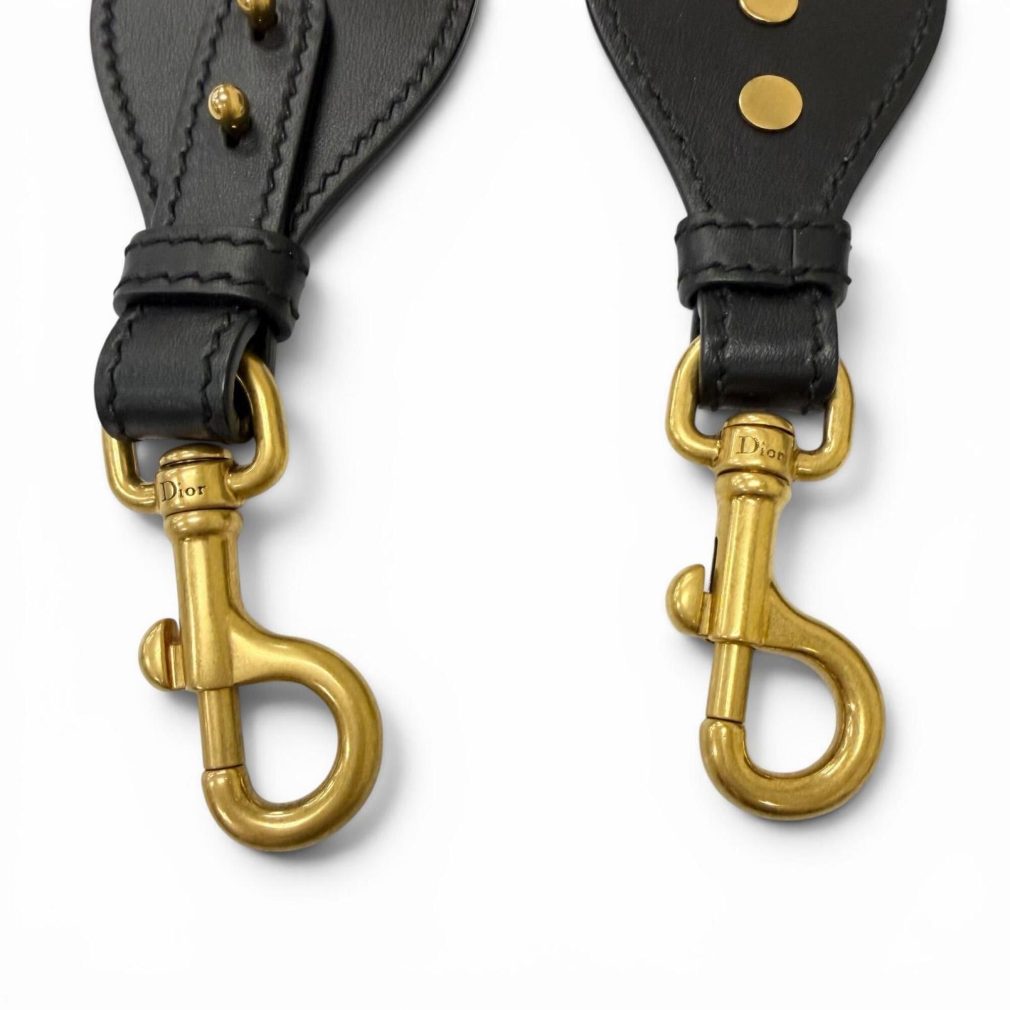 Dior Christian Dior Paris logo embroidered shoulder strap, current model, black/beige, made in Italy, men's, with dust bag. Size ONE SIZE - 3 Thumbnail