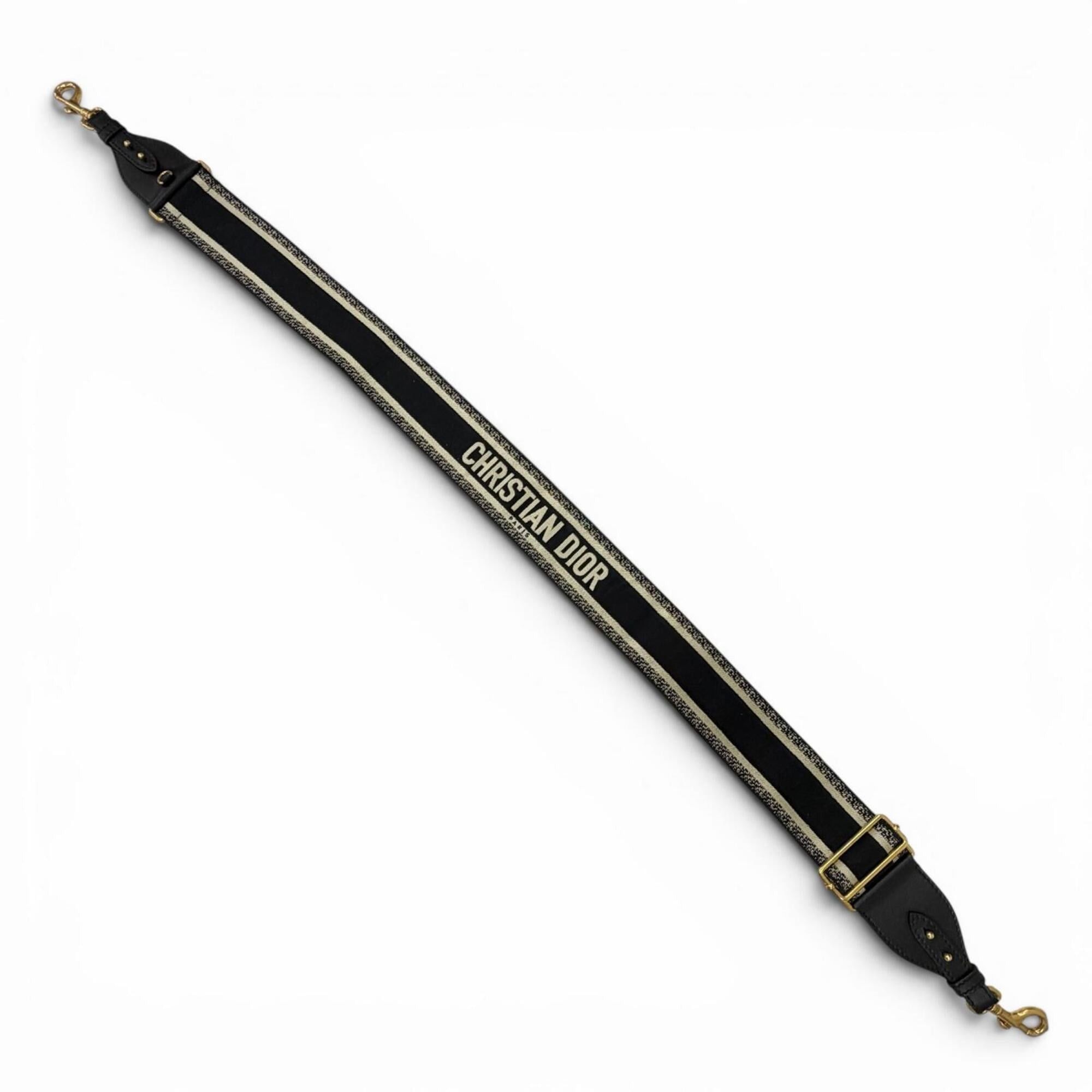 Dior Christian Dior Paris logo embroidered shoulder strap, current model, black/beige, made in Italy, men's, with dust bag. Size ONE SIZE - 2 Thumbnail