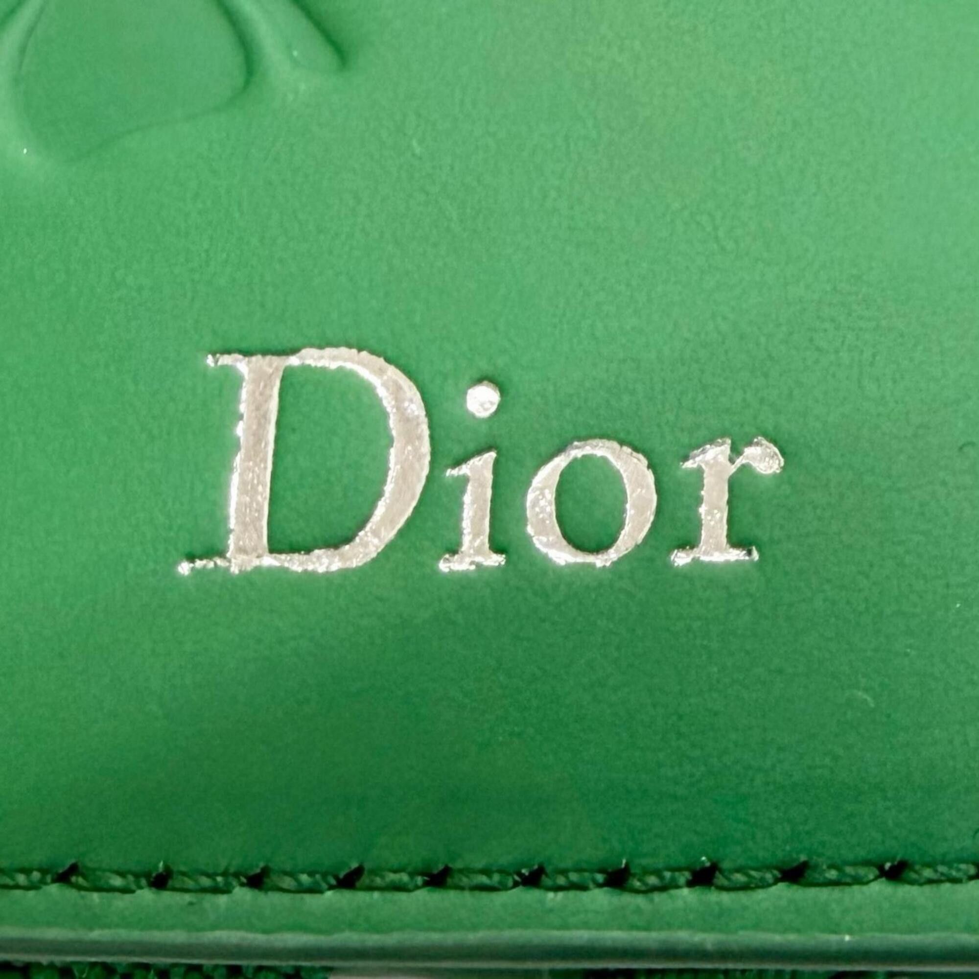 Dior Christian Dior DIOR 2ESCH197TRF Magic Wallet, Calfskin Leather, Clover Embossed Bi-fold, Business Card Holder/Card Case, Green, Made in Italy, Comes with Box and Dust Bag. Highly Recommended! Size ONE SIZE - 7 Thumbnail