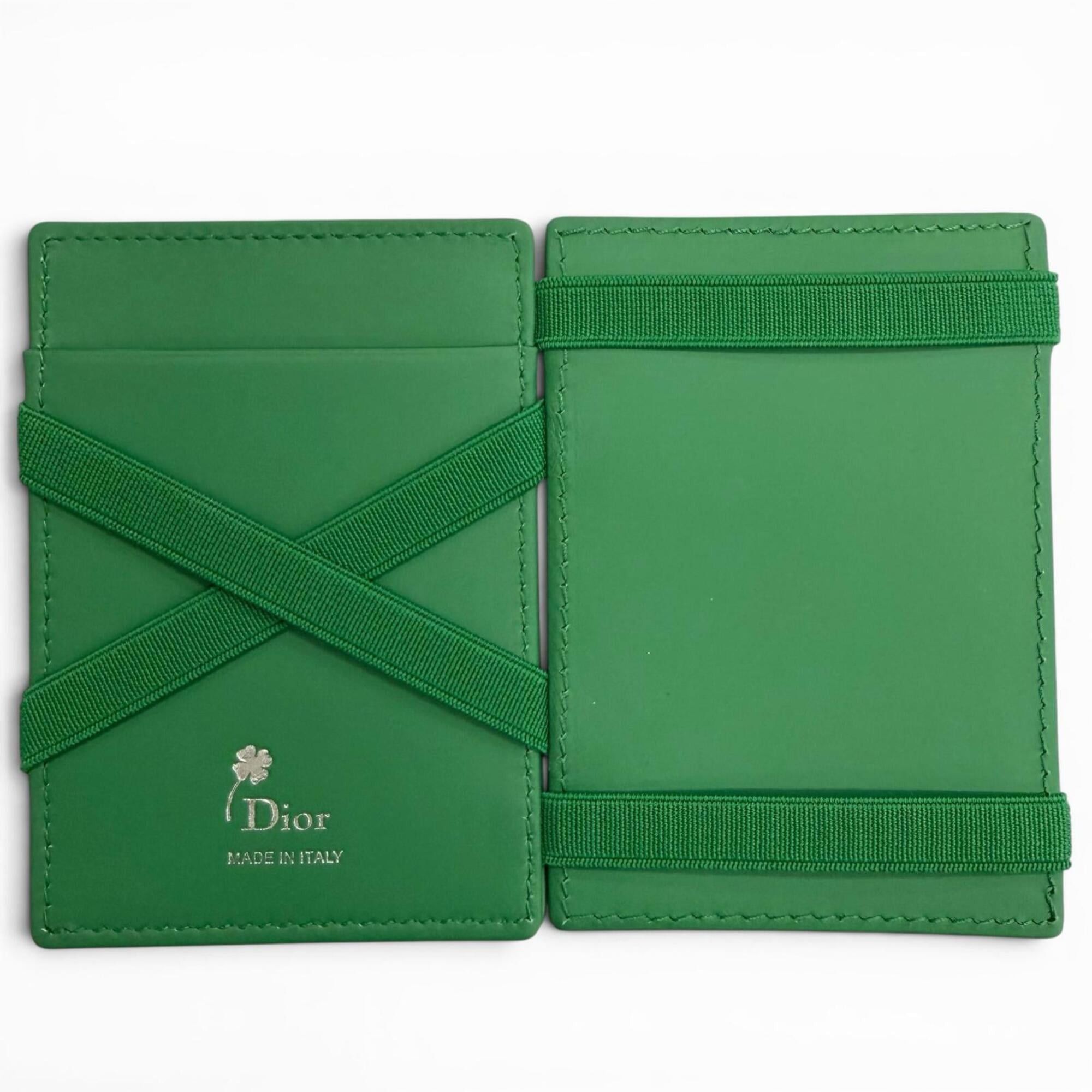 Dior Christian Dior DIOR 2ESCH197TRF Magic Wallet, Calfskin Leather, Clover Embossed Bi-fold, Business Card Holder/Card Case, Green, Made in Italy, Comes with Box and Dust Bag. Highly Recommended! Size ONE SIZE - 5 Thumbnail