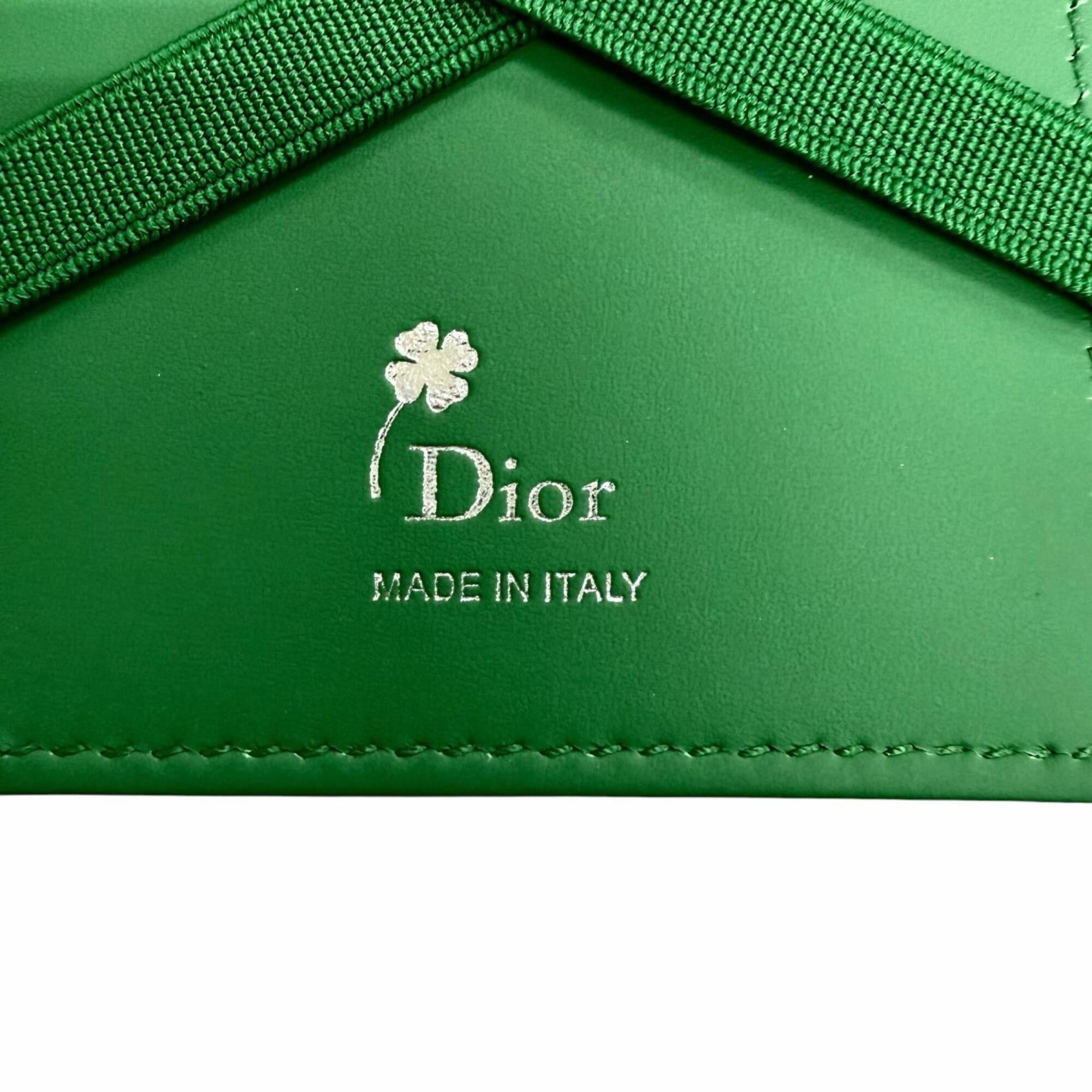 Dior Christian Dior DIOR 2ESCH197TRF Magic Wallet, Calfskin Leather, Clover Embossed Bi-fold, Business Card Holder/Card Case, Green, Made in Italy, Comes with Box and Dust Bag. Highly Recommended! Size ONE SIZE - 9 Thumbnail