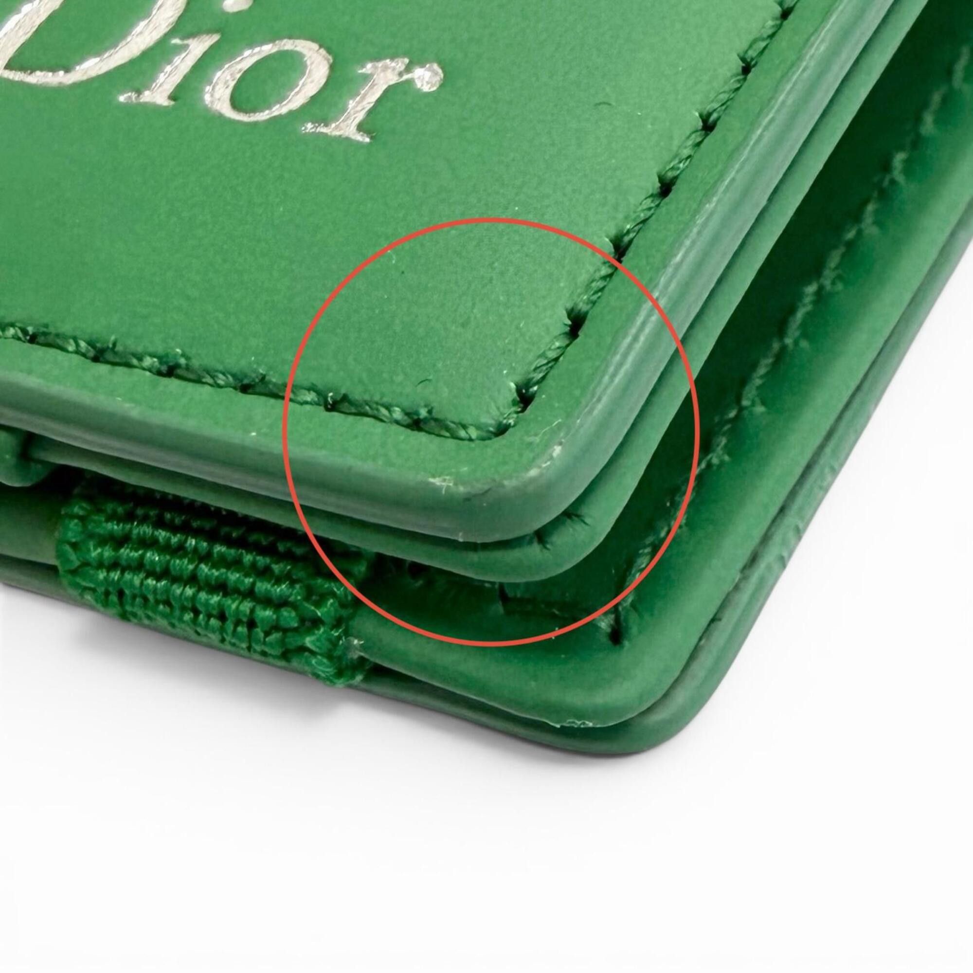 Dior Christian Dior DIOR 2ESCH197TRF Magic Wallet, Calfskin Leather, Clover Embossed Bi-fold, Business Card Holder/Card Case, Green, Made in Italy, Comes with Box and Dust Bag. Highly Recommended! Size ONE SIZE - 11 Thumbnail