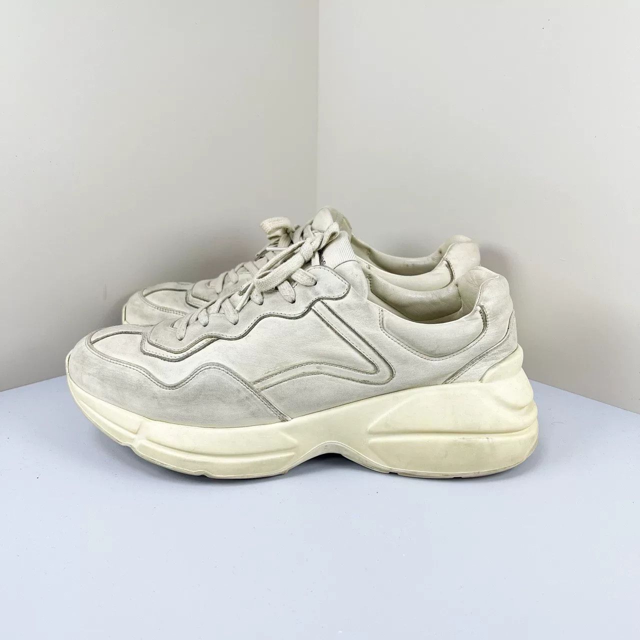 Gucci Gucci Rhyton Distressed Leather Sneakers Size 10 Size US 10 / EU 43 - 2 Thumbnail