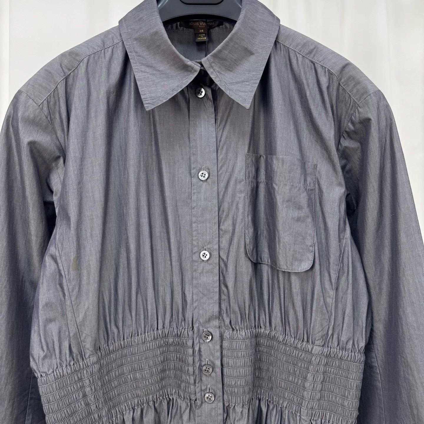 Louis Vuitton Louis Vuitton Cotton Silk Gathered Waist Shirtdress Size 36 Size XS / US 0-2 / IT 36-38 - 4 Thumbnail