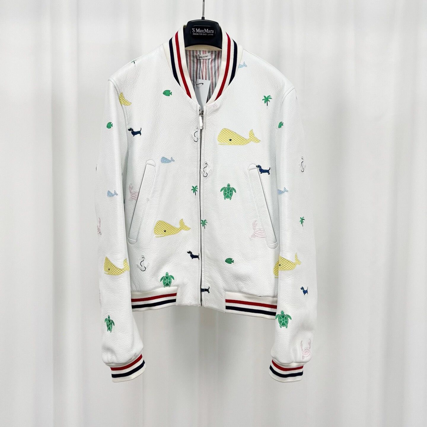 Thom Browne Thom Browne Embroidered Leather Baseball Jacket Size XS Size US XS / EU 42 / 0 - 2 Thumbnail