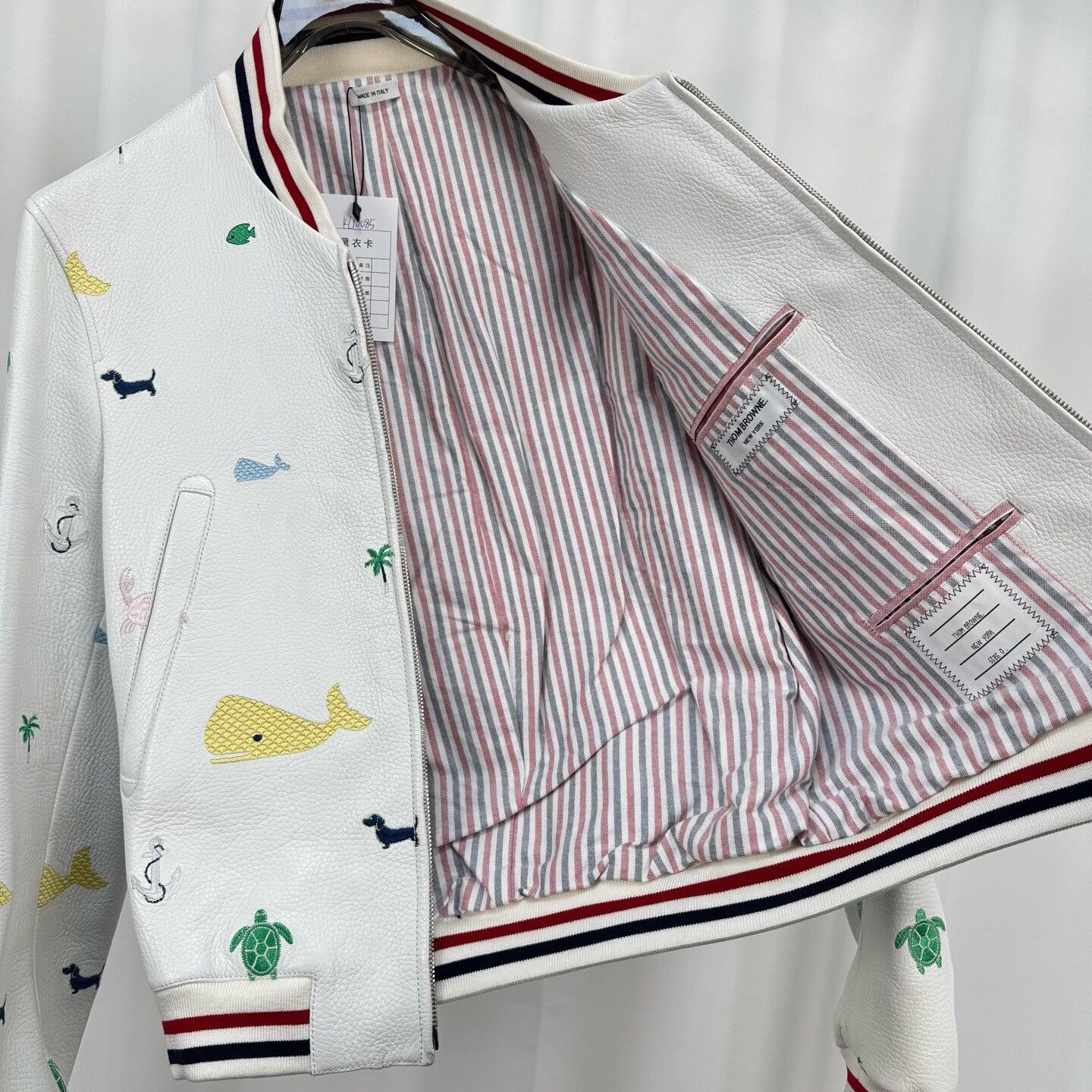 Thom Browne Thom Browne Embroidered Leather Baseball Jacket Size XS Size US XS / EU 42 / 0 - 5 Thumbnail