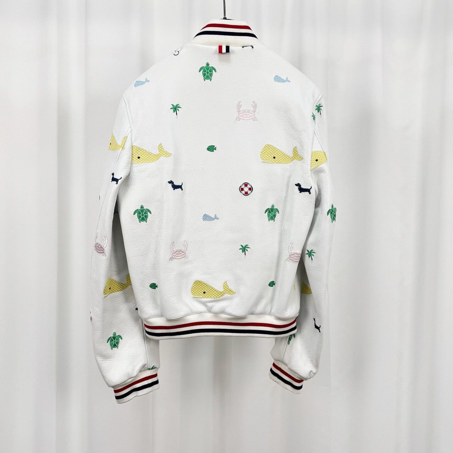 Thom Browne Thom Browne Embroidered Leather Baseball Jacket Size XS Size US XS / EU 42 / 0 - 3 Thumbnail