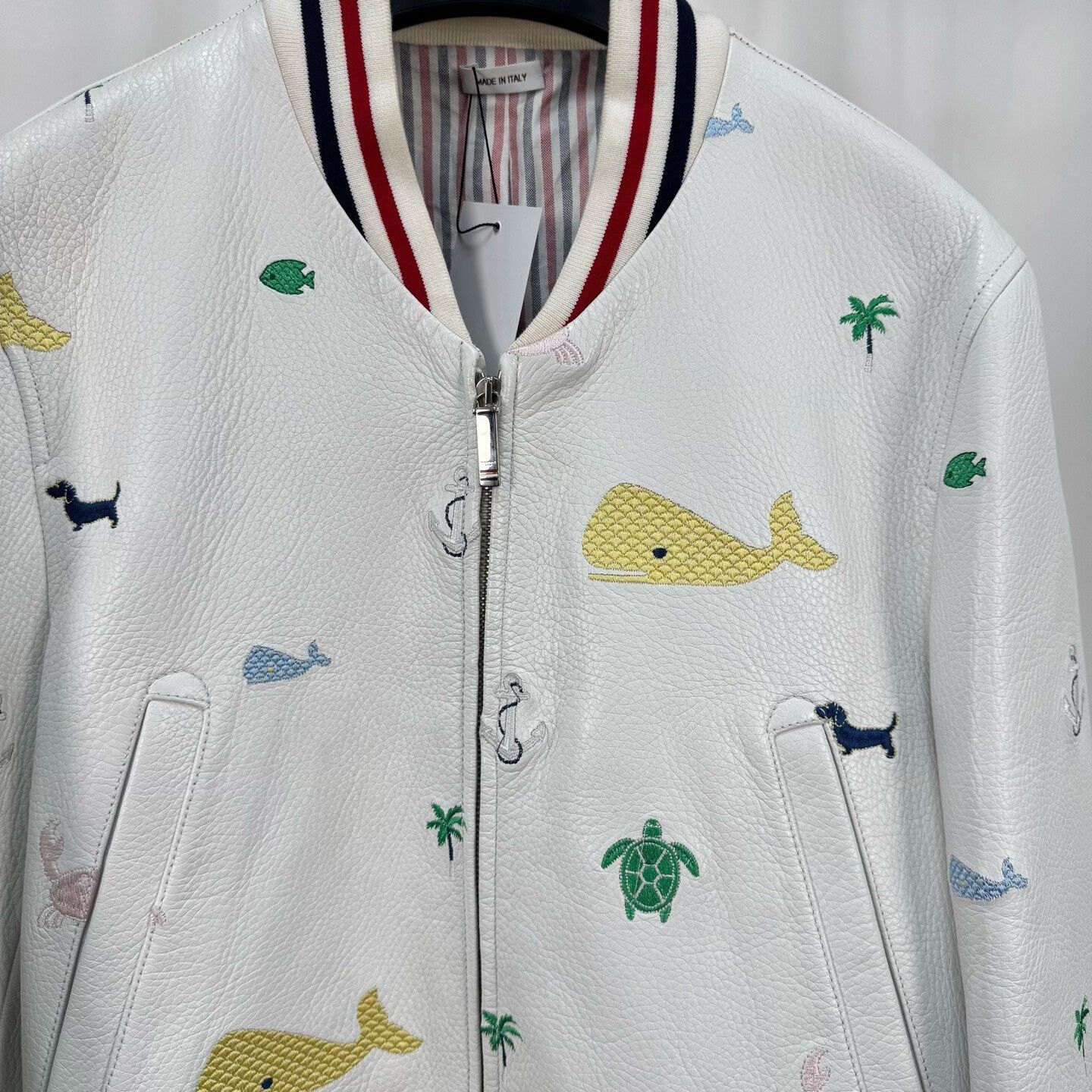 Thom Browne Thom Browne Embroidered Leather Baseball Jacket Size XS Size US XS / EU 42 / 0 - 4 Thumbnail
