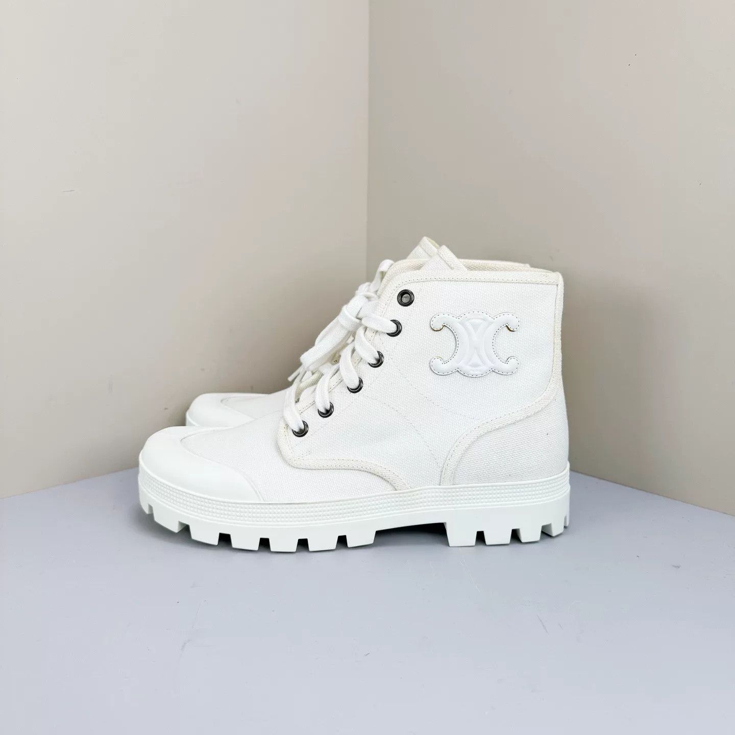 Celine Celine Patapan Canvas Lace Up Boots Size 37 Size US 7 / IT 37 - 2 Thumbnail