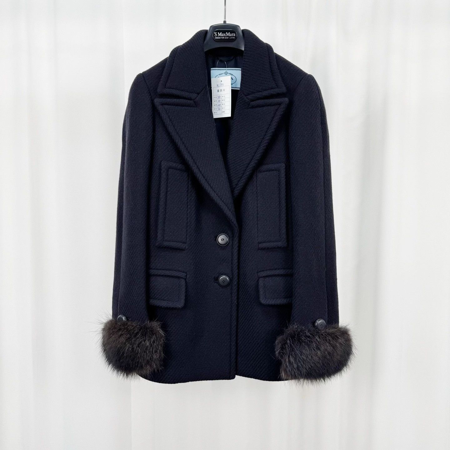Prada Prada Black Fur Trim Wool Coat Size 38 Size XS / US 0-2 / IT 36-38 - 2 Thumbnail