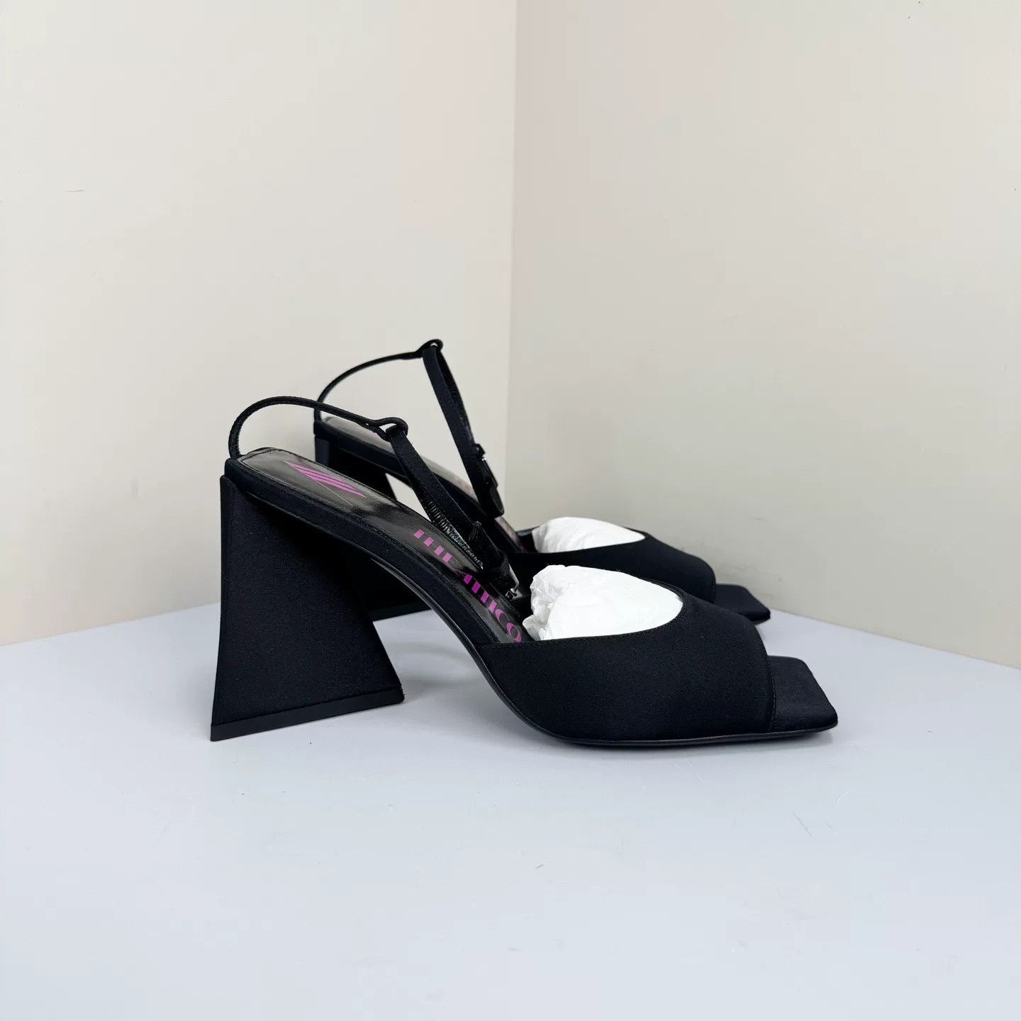 The Attico The Attico Black Satin Pyramid Heel Sandals Size 37 Size US 7 / IT 37 - 5 Thumbnail