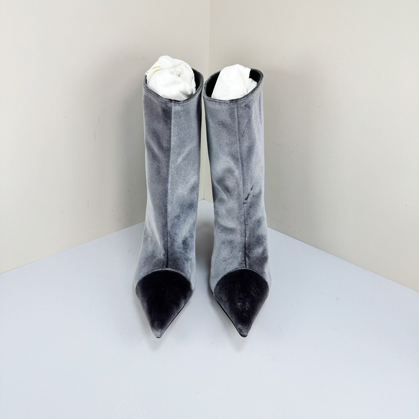 Alexandre Vauthier Alexandre Vauthier Grey Velvet Stiletto Boots Size 37 Size US 7 / IT 37 - 3 Thumbnail