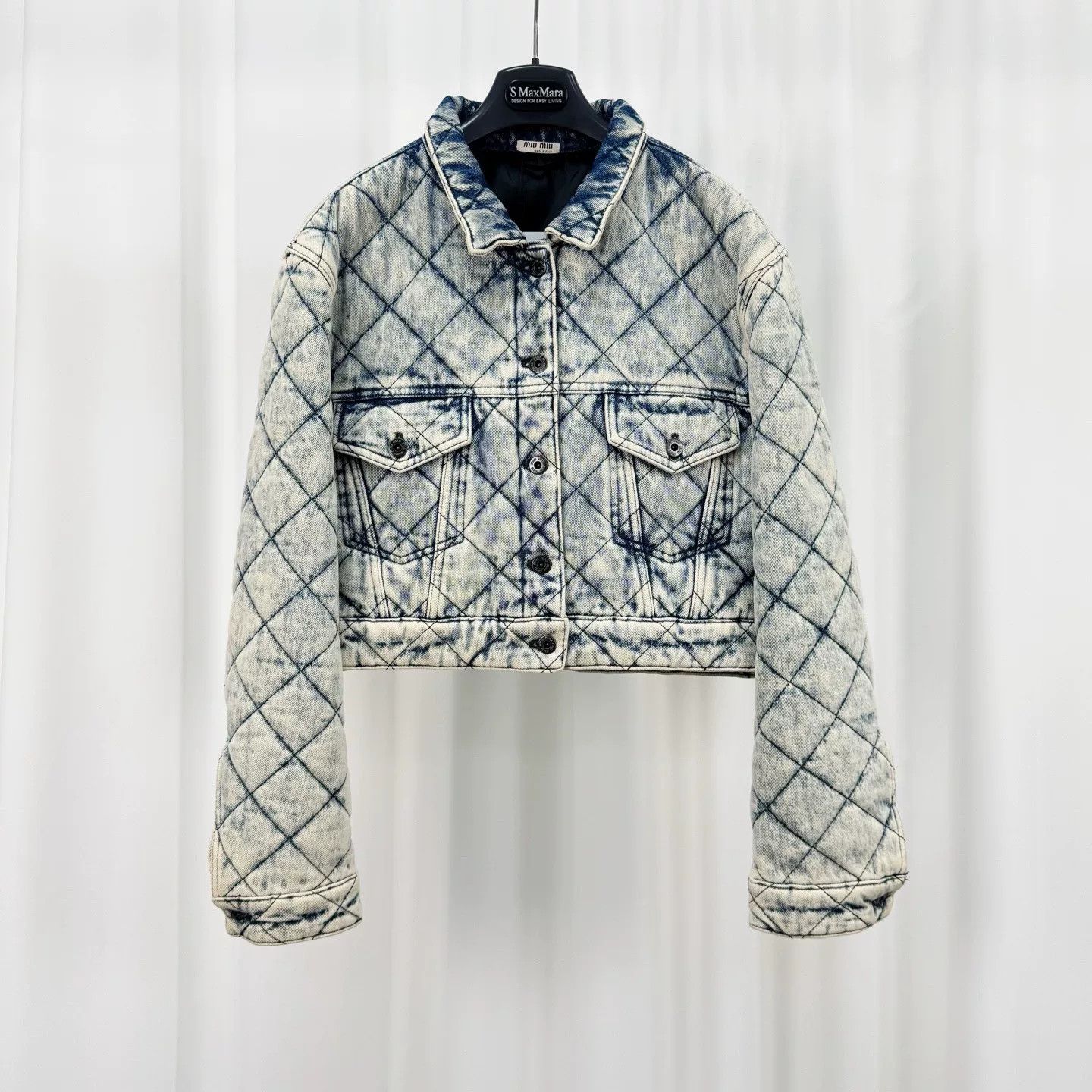 Miu Miu Miu Miu Quilted Logo Denim Jacket Size 40 Size S / US 4 / IT 40 - 2 Thumbnail