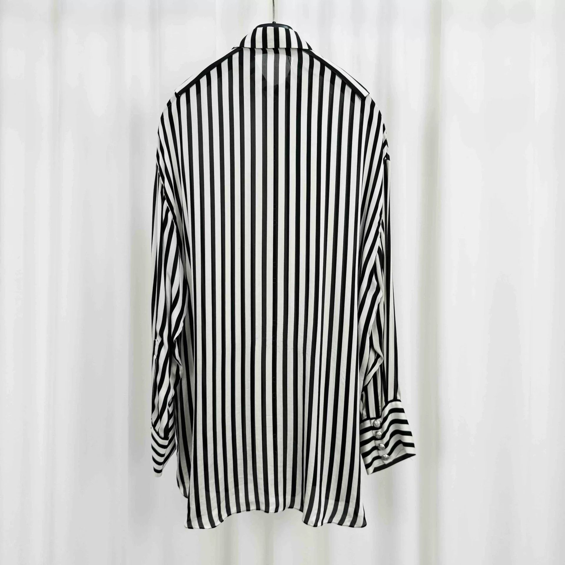 Balmain Balmain Striped Silk Button Up Shirt Size 34 Size XS / US 0-2 / IT 36-38 - 3 Thumbnail