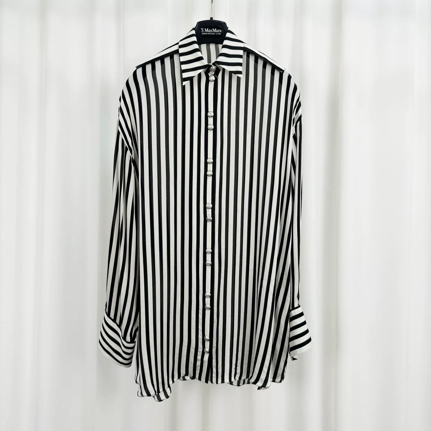 Balmain Balmain Striped Silk Button Up Shirt Size 34 Size XS / US 0-2 / IT 36-38 - 2 Thumbnail